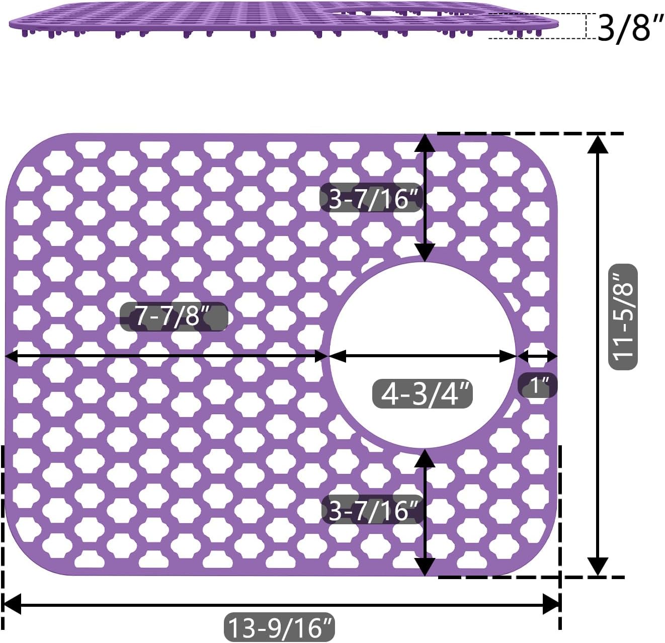 2 Pack Silicone Sink Protector for Kitchen Sink Bathroom, 13.58" x 11.6" Heat-resistant Sink Mat Non-Slip and Durable Silicone Protectors, Rear Drain (Purple)