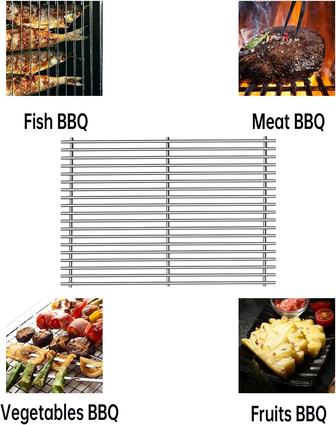 Kalomo Grill Grates Parts for Weber Genesis Grill 66803, 66096, Weber Genesis II E-610, Genesis II LX E-640 S-640, CSE-315, CSS-315, 18”Stainless Steel Grids BBQ Gas Grill Replacement Parts