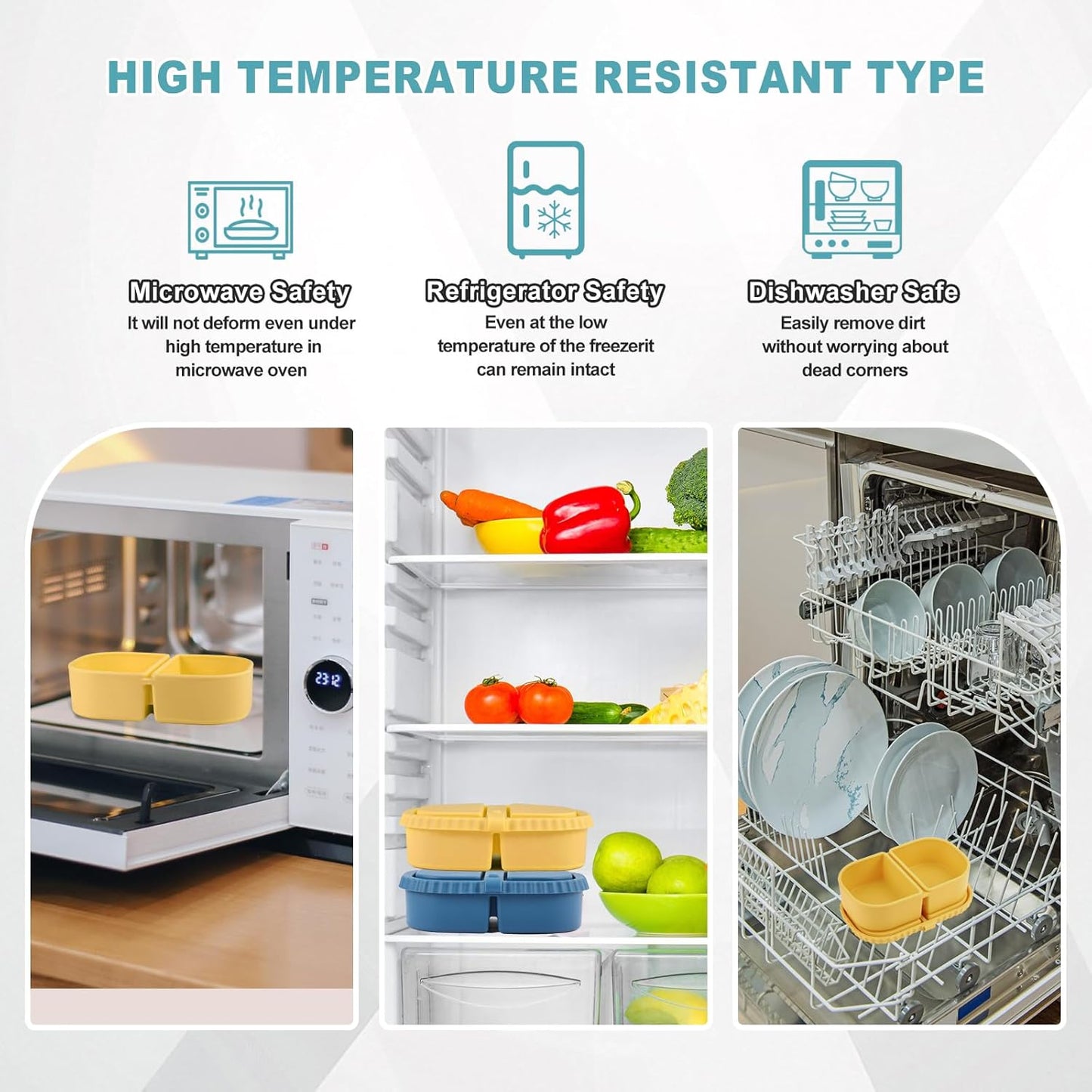 2/3/4Pack 8 oz Reusable Silicone Snack Containers with Lids, Mini Containers 2 Compartments Snackle Box for Kids & Adults, Portable Silicone Food Storage Box for Picnic, School, Office (8oz-2C-2Pcs)