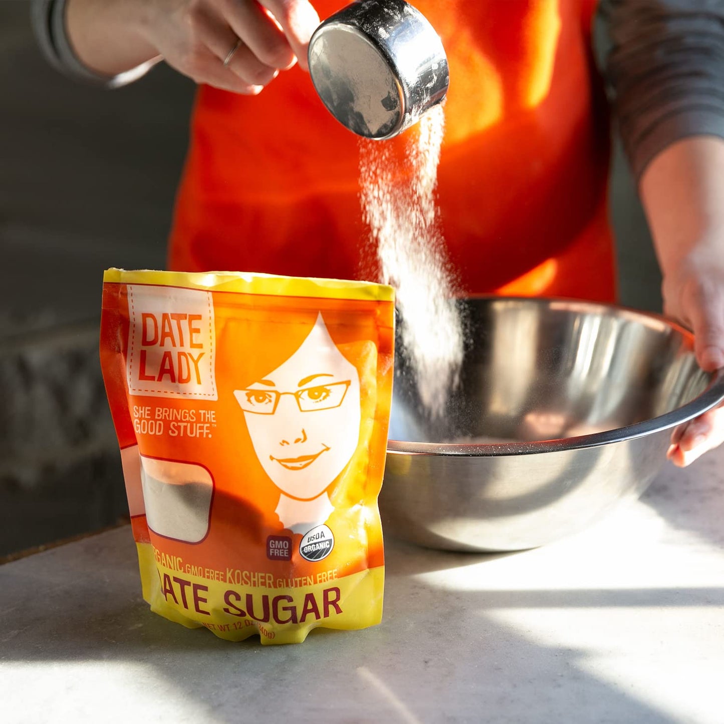 Date Lady Organic Date Sugar, 1 lb | Vegan, Paleo, Gluten Free & Kosher | Alternative Sweetener for Baking | Will Not Dissolve in Coffee (1 Bag)