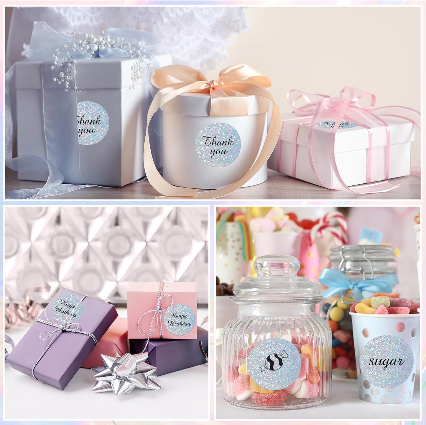 2''Holographic Thermal Label,Round Self-Adhesive Direct Thermal Label,Thermal Stickers for DIY Logo Design,Name Tag (300/Roll Small Dots