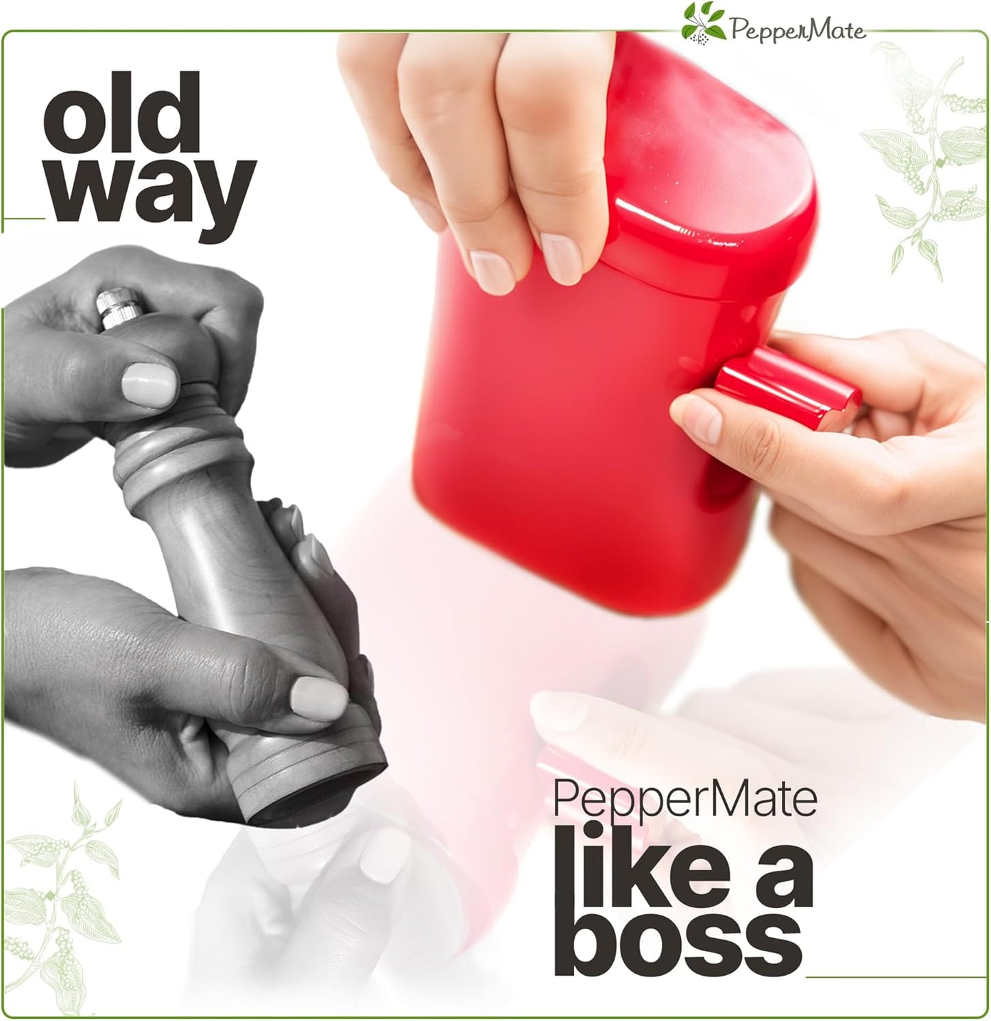 Traditional Black Pepper Grinder Mill - Manual, High-Efficiency Salt and Pepper Grinder - Durable, Adjustable Coarseness Pepper Mill Grinder - Easy to Use