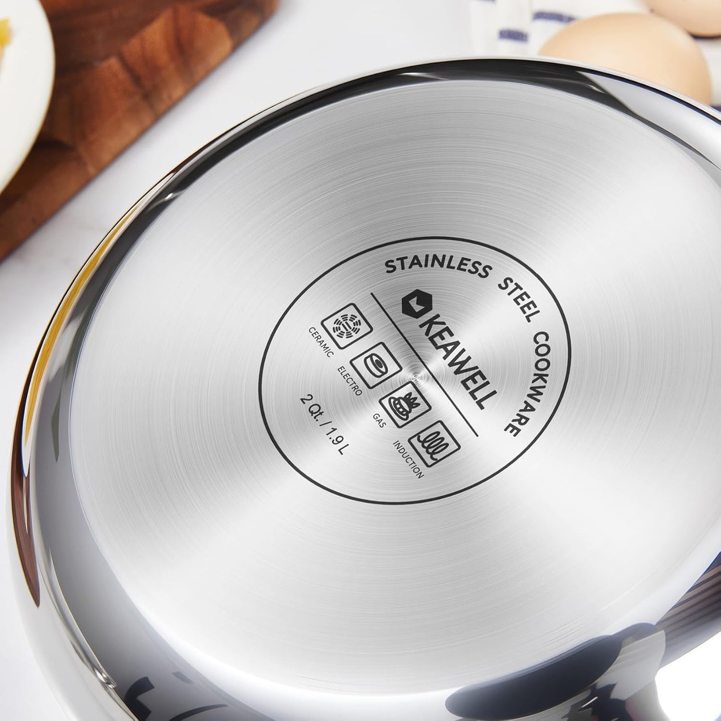 KEAWELL K3 Premium 2-Quart Tri-Ply Stainless Steel Saucepan with Lid, Induction & Oven Safe up to 600°F, Even Heating, Professional Cookware for All Stovetops (2-Qt)