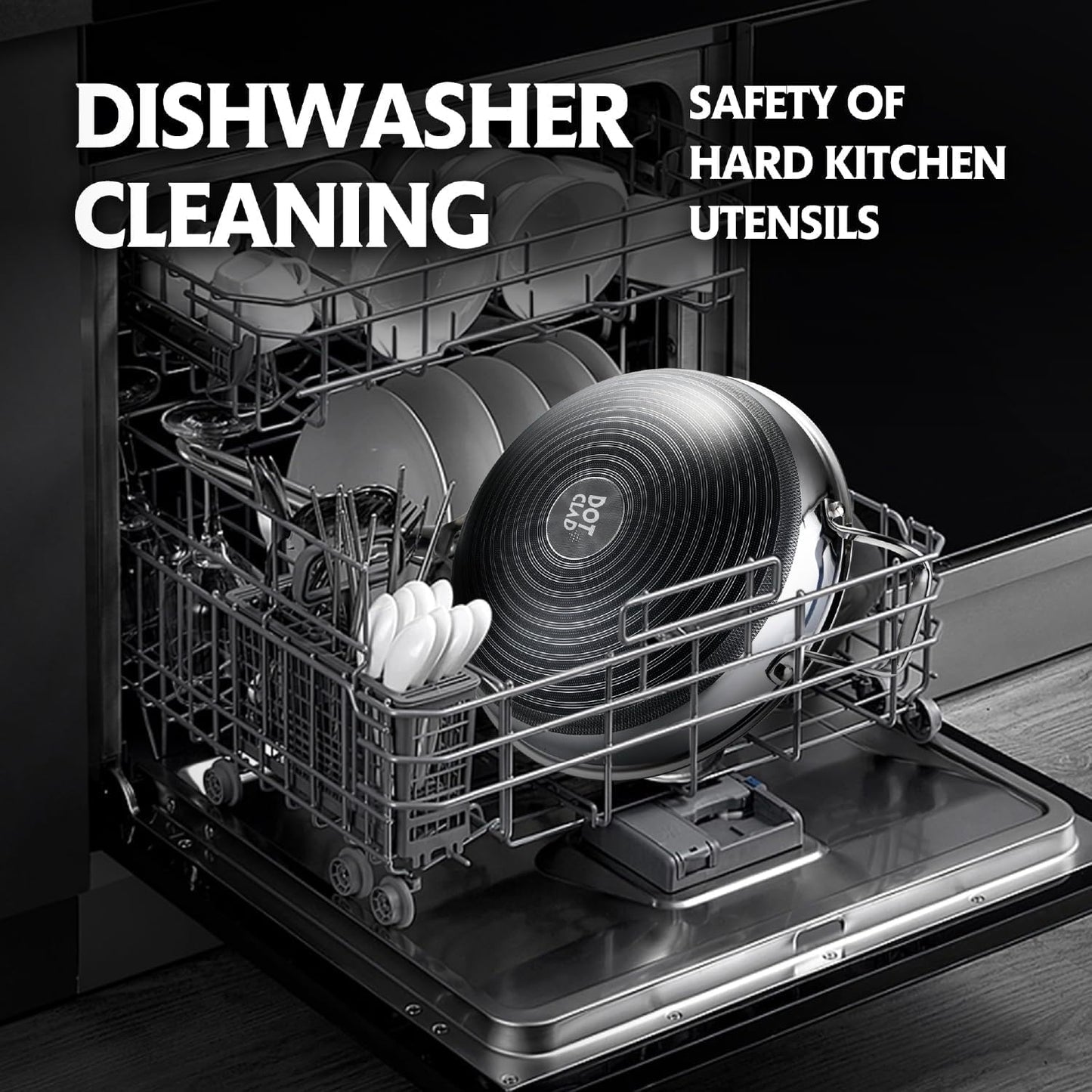 13 Inch Hybrid Stainless Steel Wok with Lid and Steamer Basket, Non Stick Stir Fry Pan, PFOA-Free, Works on Induction, Dishwasher & Oven Safe