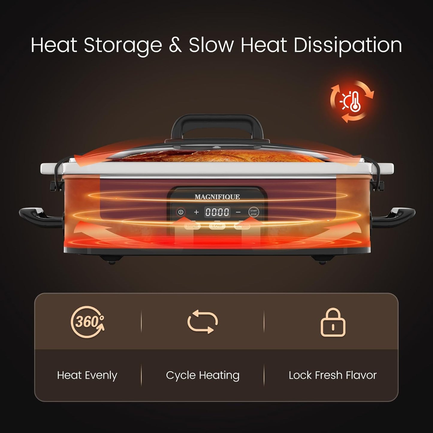 4 Quart Casserole Programmable Slow Cooker with Ceramic Baking Dish - Perfect Kitchen Small Appliance for Family Dinners, Oven Safe and Durable Bakeware for Lasagna, Roasts (Red)