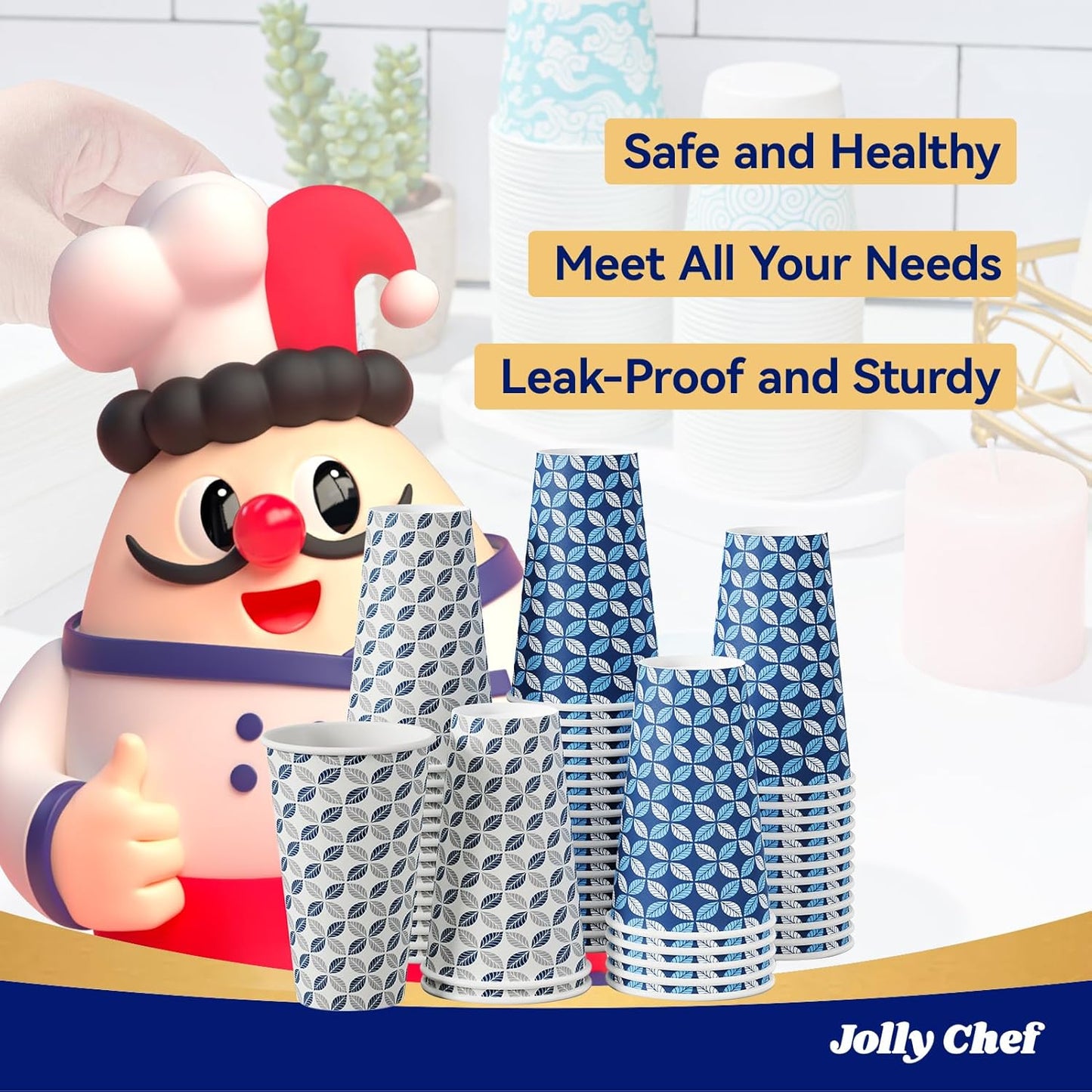 JOLLY CHEF 1000 Pack Paper Coffee Cups, 16 oz Disposable To Go Coffee Cups for Home, Office, Cafe, and Outdoor Activities