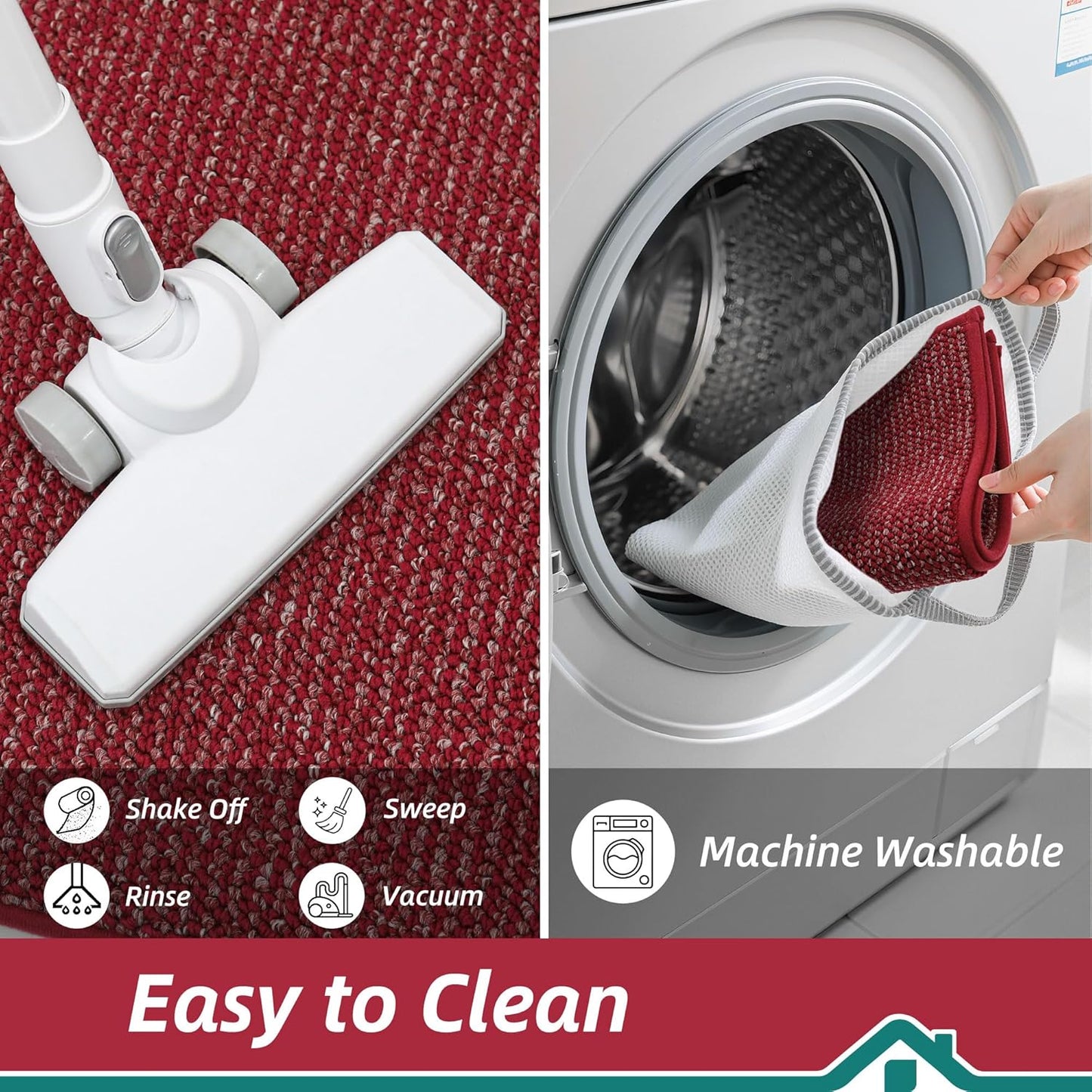 BEQHAUSE Kitchen Rugs 32"x48", Non-Slip Kitchen Mats for Floor, Super Absorbent and Stain Resistant Kitchen Rugs, Machine Washable Rugs for Kitchen, Hallway, Laundry & Sink, Red