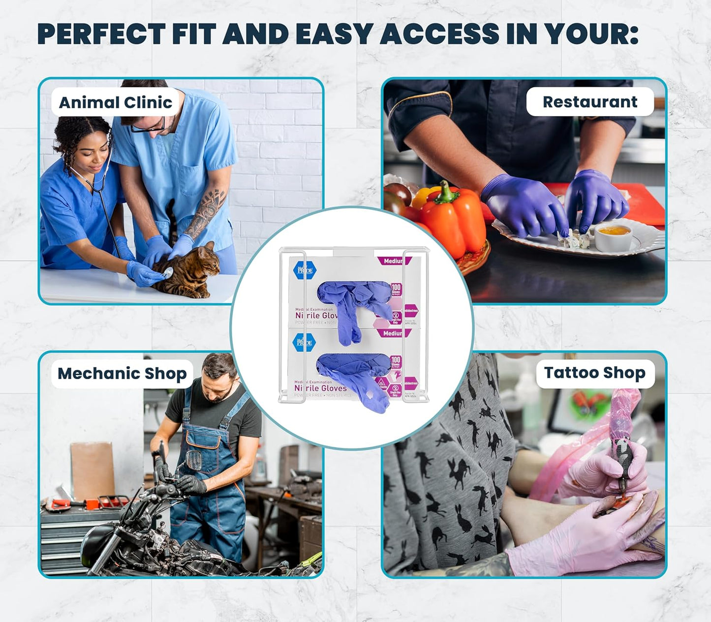 Alpine Glove Holder for Wall Mount - Latex Glove Holder Wire Glove Dispenser for Wall Disposable Glove Box & Tissue Box - Fits 2 Boxes (White)