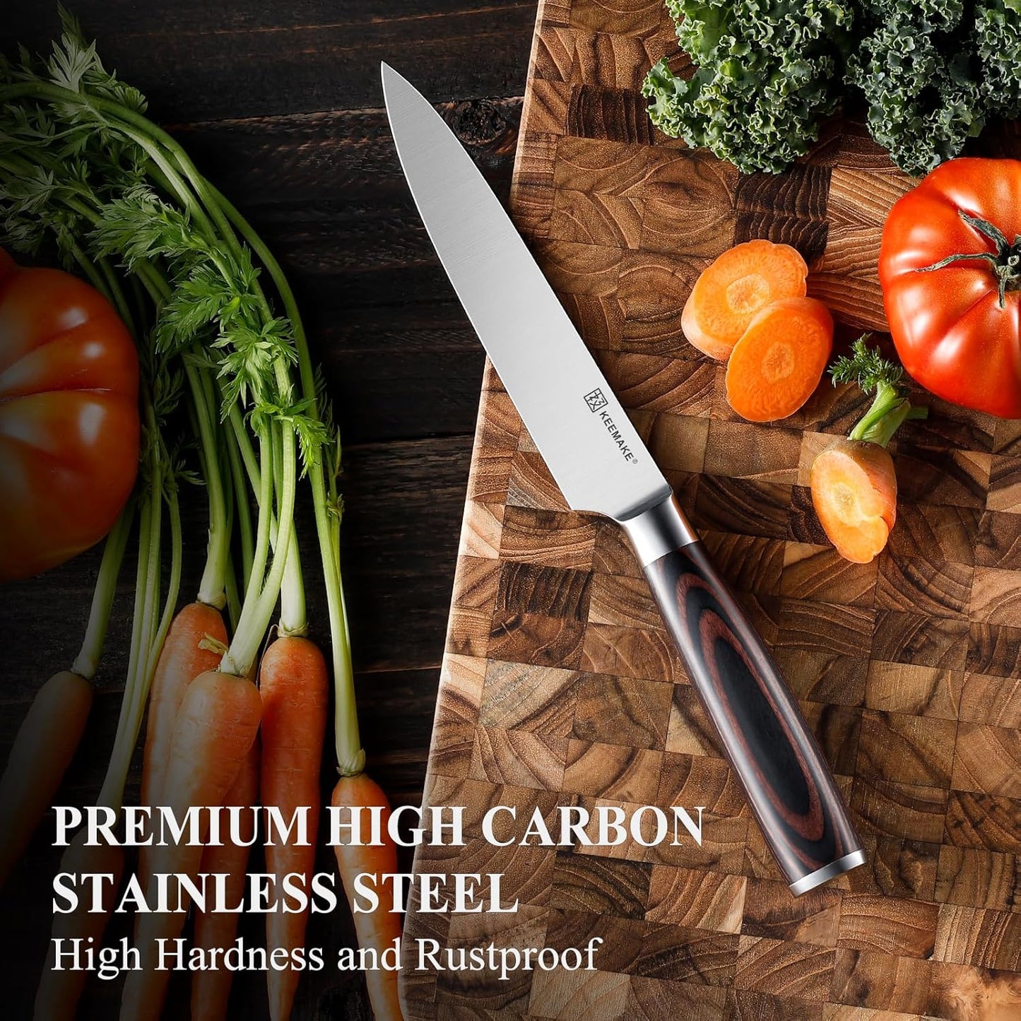 KEEMAKE Utility Knife 6 inch, Paring Knife with German High Carbon Stainless Steel 1.4116 Blade, Fruit Knife with Pakkawood Handle Small Kitchen Knives with Gift Box