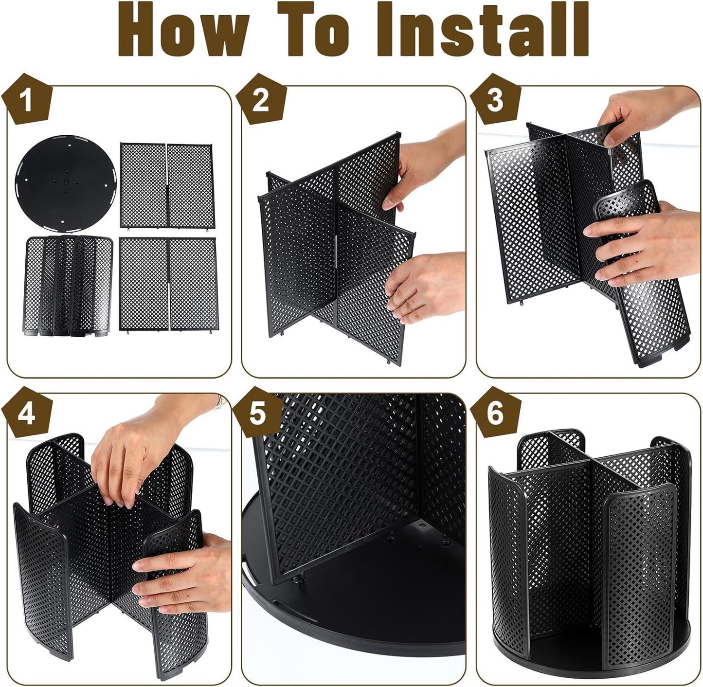 2 Pcs Rotating Paper Cup Dispenser, Cup Holder with 4 Compartments, Disposable Coffee Cup Dispenser Removable, Plastic Cup Storage & Lid Holder for Countertops, Kitchen, Coffee Stations (Black)