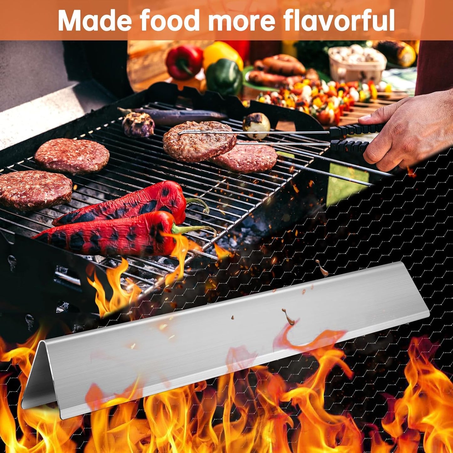 7620 Flavorizer Bars 7622 Heat Deflector for Weber Genesis Grill Parts 300 Series E/S-310 320 330 EP/cep-310 320 330 (with Front Control Knob),Stainless Steel Heat Plate