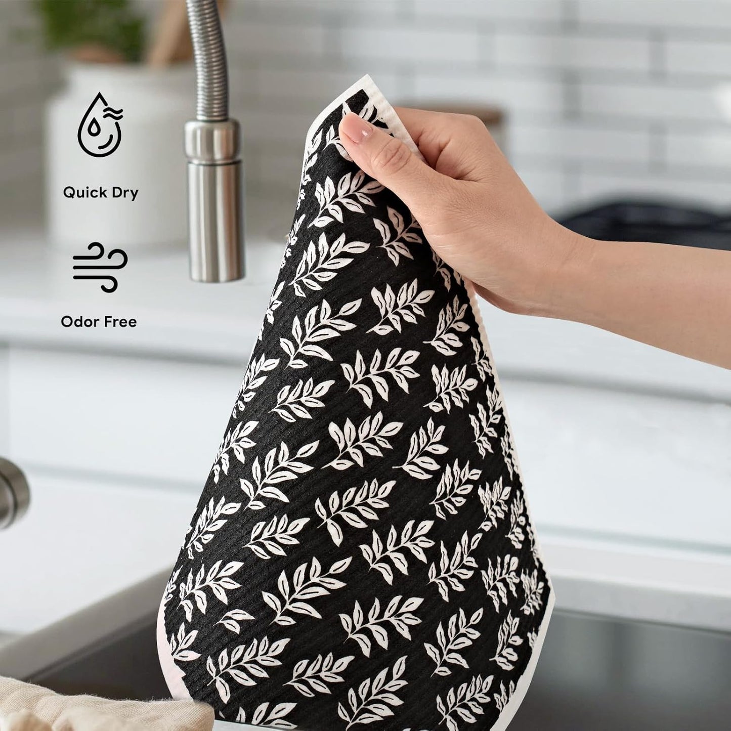 RECYCO Swedish Dishcloths for Kitchen | 4 Pack Oversized Washable Dish Rags | Large Cellulose Reusable Cleaning Paper Towels | Absorbent Counter Dish Cloth Sponge XL Kitchen Wipes, 12" L x 10" W