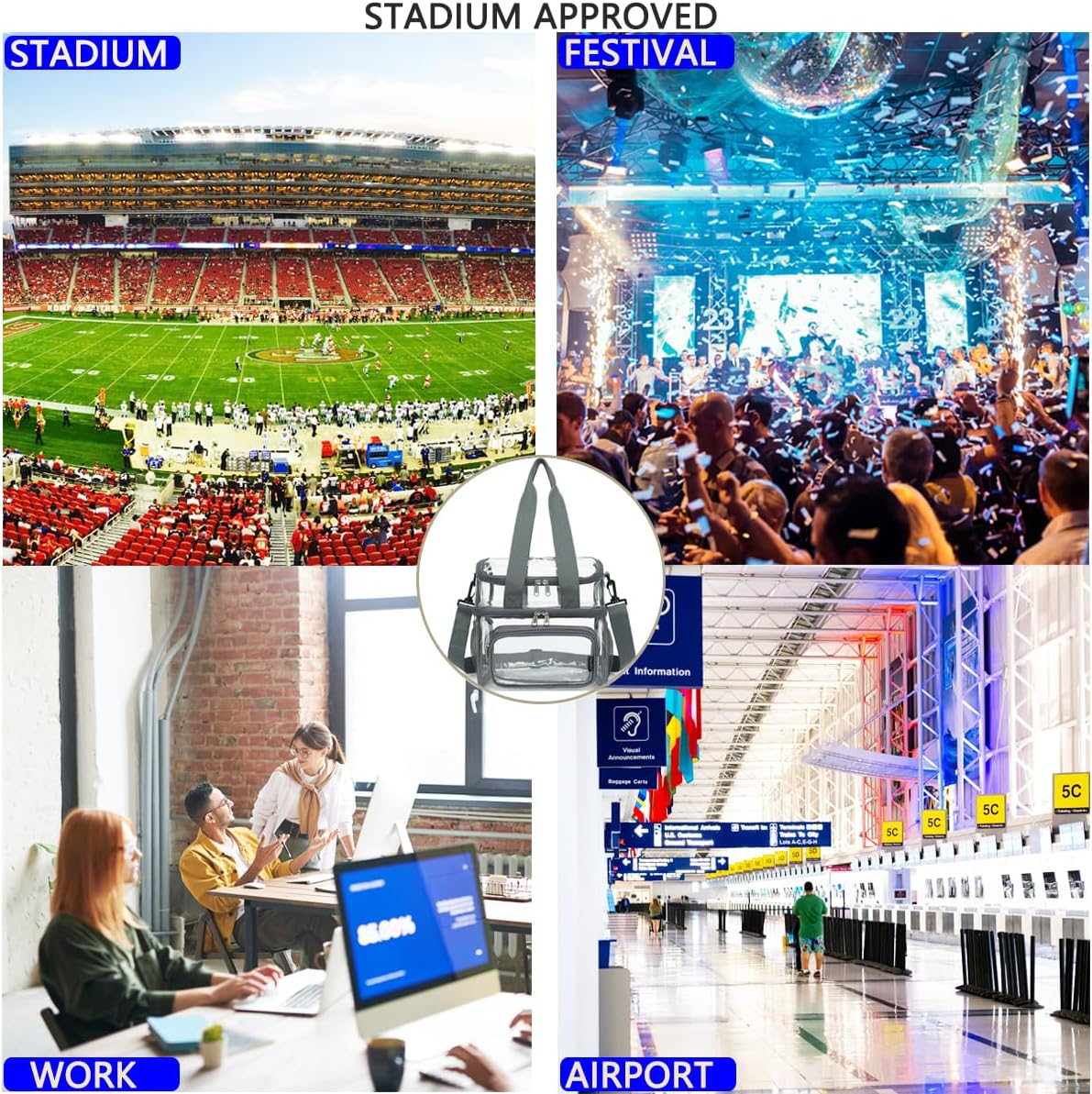 FlowFly Double Layer Cooler Insulated Lunch Bag Adult Lunch Box Large Tote Bag for Men, Women, With Adjustable Strap,Front Pocket and Dual Large Mesh Side Pockets