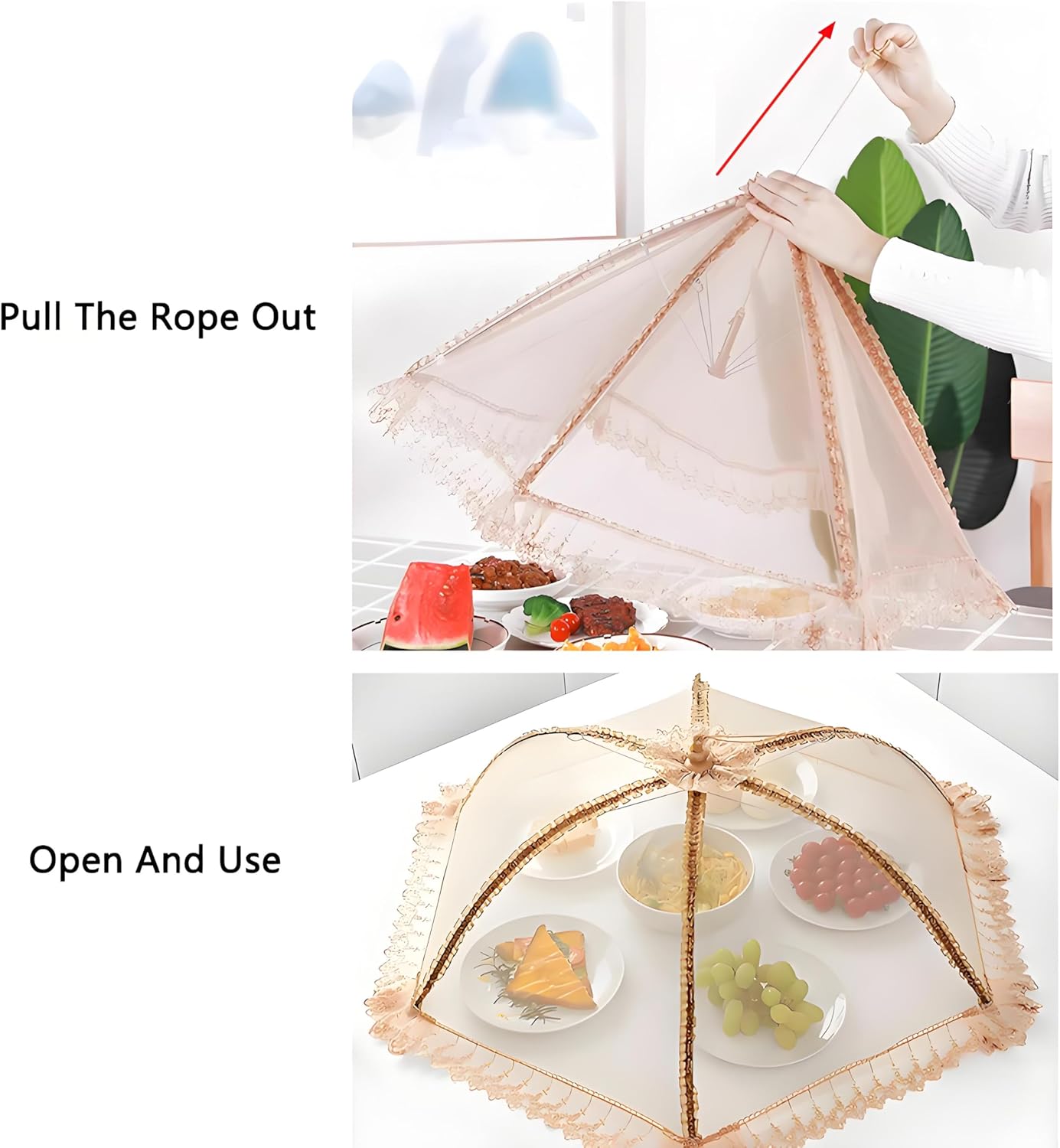 3-Pack Extra Large Food Cover, 32"x32" Pop-Up Food Nets, Mesh Food Covers Tent Umbrella for Outdoors, Screen Tents, Parties Picnics, BBQs, Reusable and Collapsible Food Tents