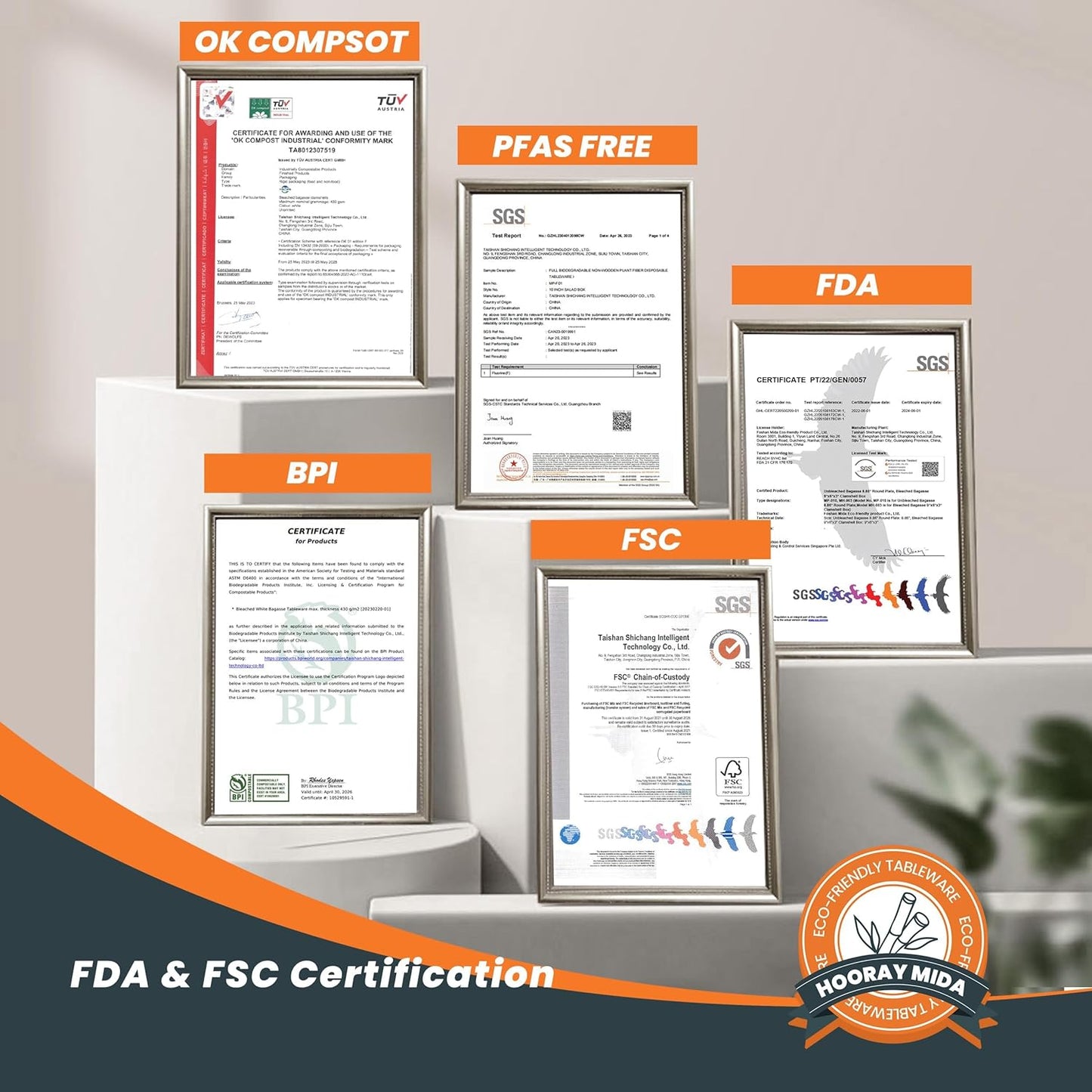 100% Compostable Plates - 125-Count Heavy Duty, Biodegradable Bagasse Plates - Eco Friendly and Sustainable (Natural, 7 inch)