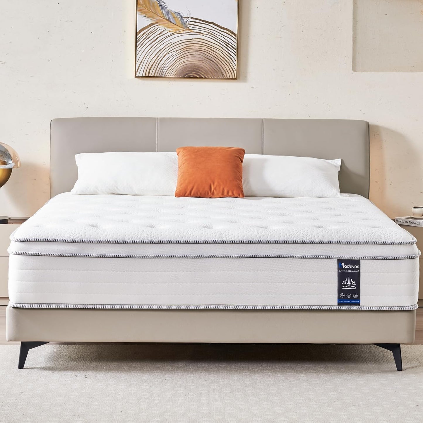 Full Size Mattress, 12 Inch Hybrid Mattress in a Box, Memory Foam and Individual Pocket Springs, Fiberglass Free, Soft and Breathable, Medium Firm Feel