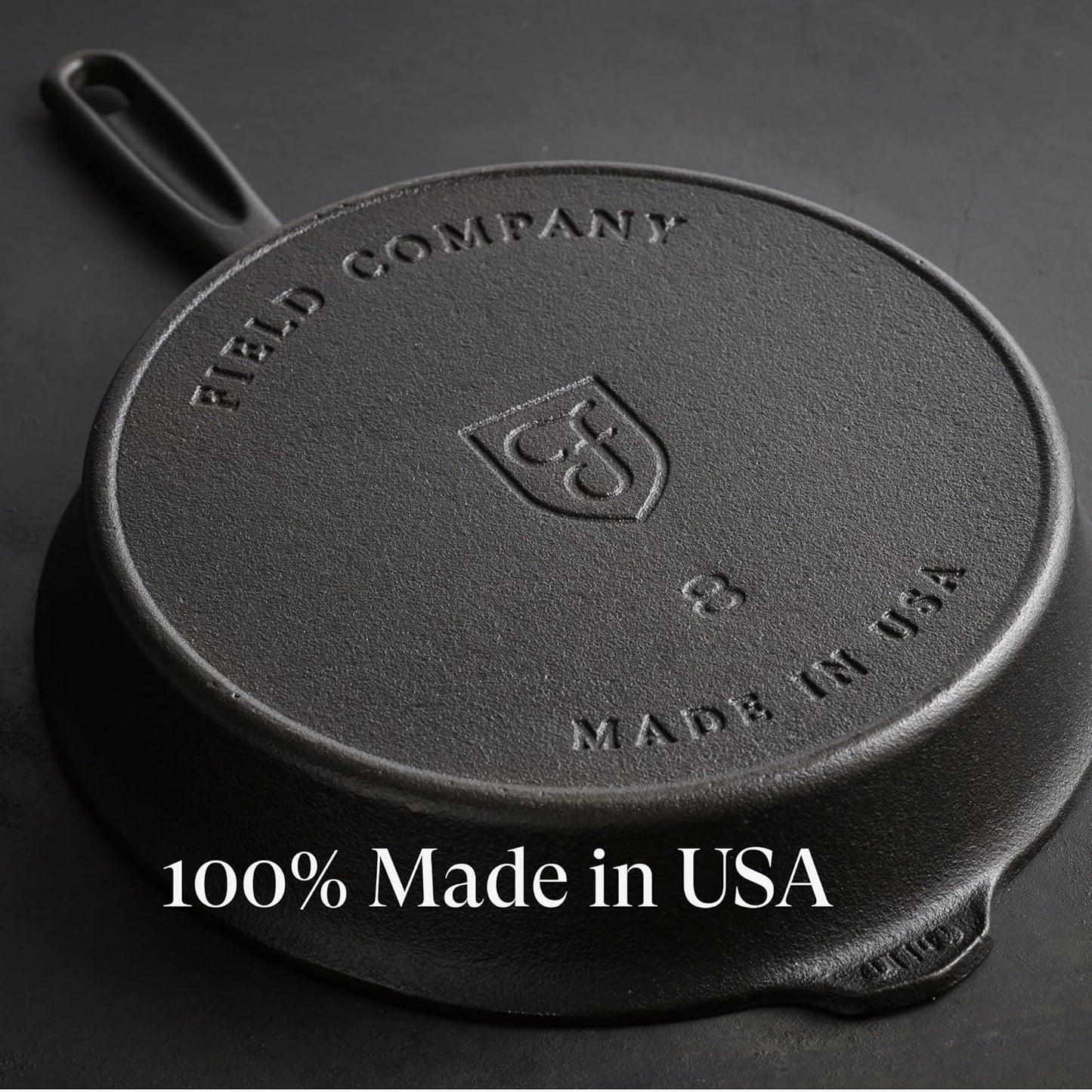 Field Company 10-Inch Cast Iron Skillet – No.8, Lightweight & Smooth, Nonstick, Preseasoned with Organic Oil – Made in USA, Non-Toxic – Vintage Design