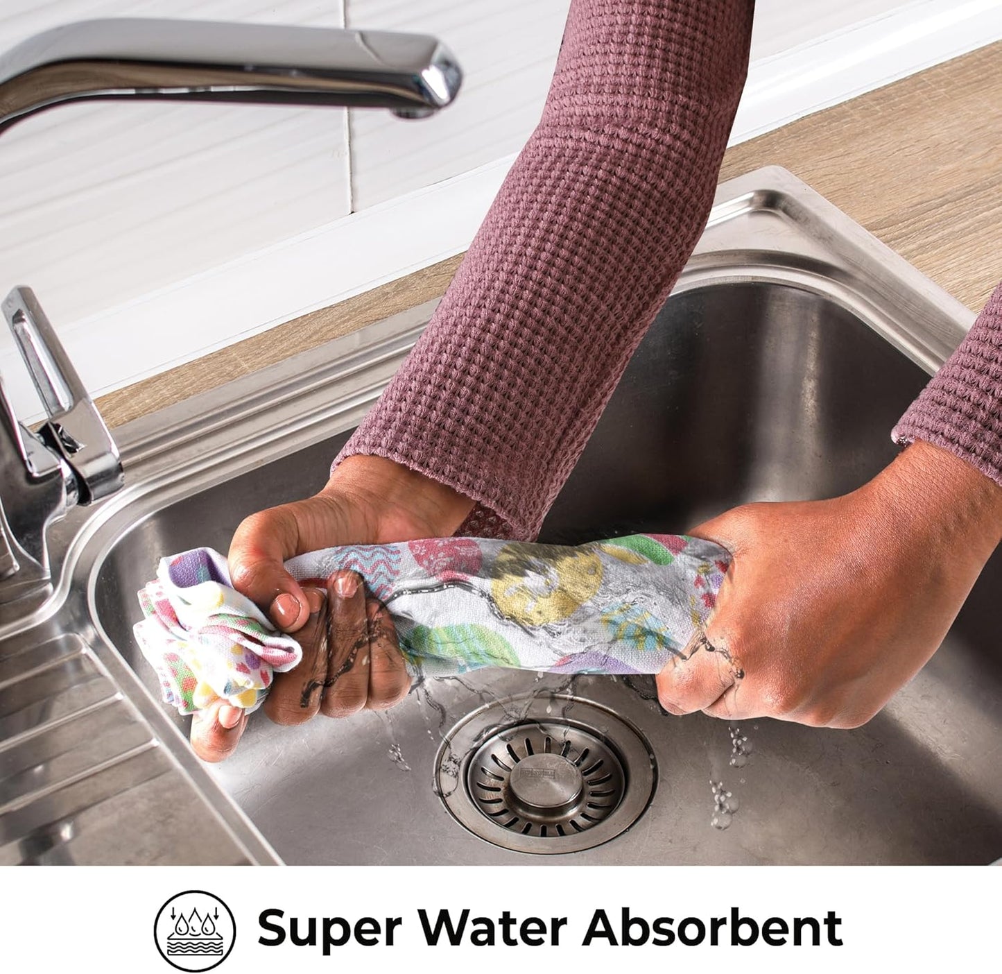 Urban Villa Kitchen Towels Set of 6 Dish Towels for Kitchen 100% Cotton Easter Print Kitchen Towels Mitered Corners Oversized 20X30 Inches Kitchen Towels Highly Absorbent Kitchen Hand Tea Towels