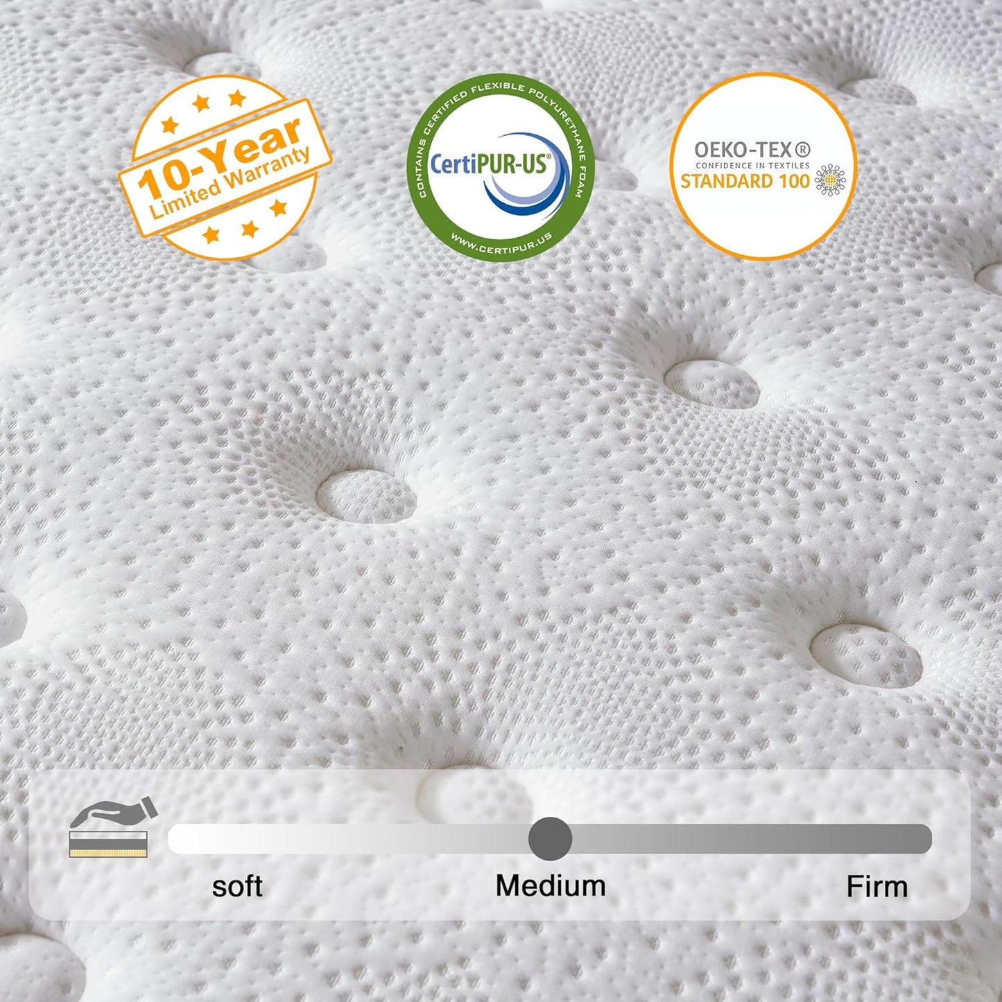 King Mattress, 12 Inch Hybrid Mattress in a Box, Memory Foam and Individual Pocket Springs, Fiberglass Free, Soft and Breathable, Medium Firm Feel
