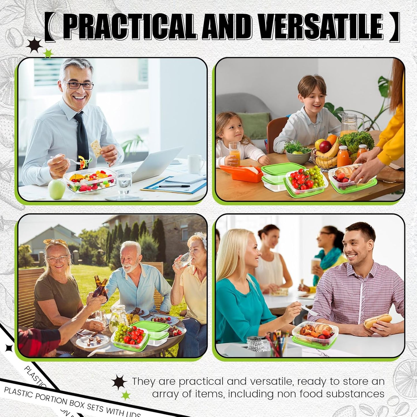 18 Pcs 33 Oz/ 4 Cups Plastic Food Storage Containers with Lids Portion Box Sets with Cover Stackable Plastic Containers with Lids Microwave Freezer Dishwasher Safe (Green)