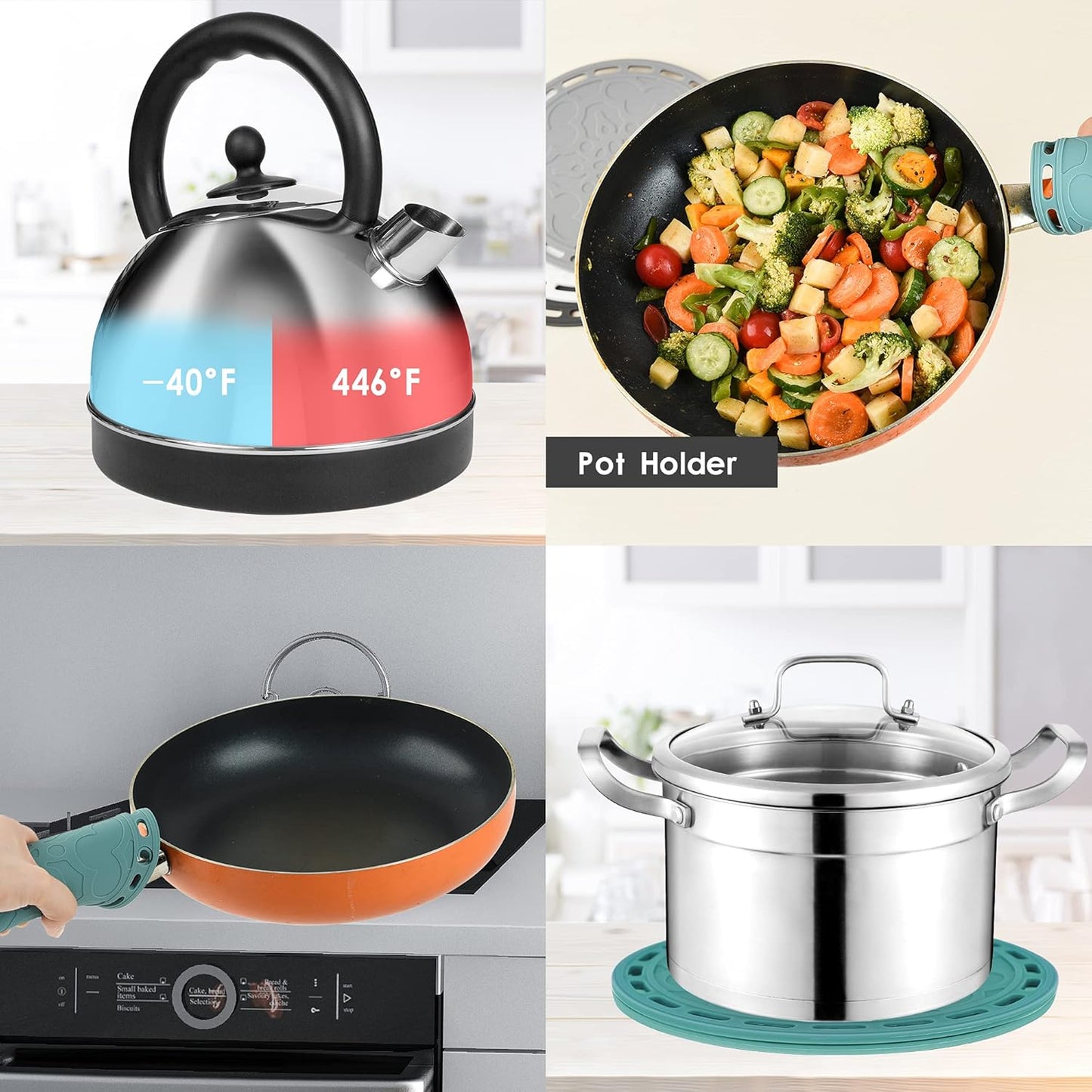 Smithcraft Silicone Trivet Mat Big Round PotHolder Hot Pads and Trivets for Hot Dishes and Hot Pots Holder, Hot Mats for Countertops, Tables, Spoon Rest Set 3 Green