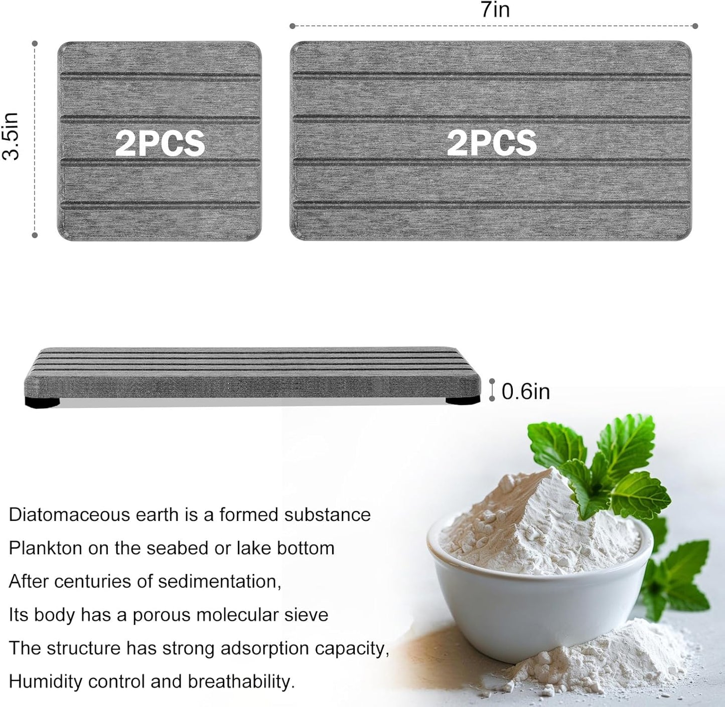 4PCS Stone Drying Tray for Bathroom Sink and Kitchen Counter, Fast Drying Diatomite Stone Sink Tray Soap Trays, Diatomaceous Coaster, Water Absorbing Stones Trays for Sinks