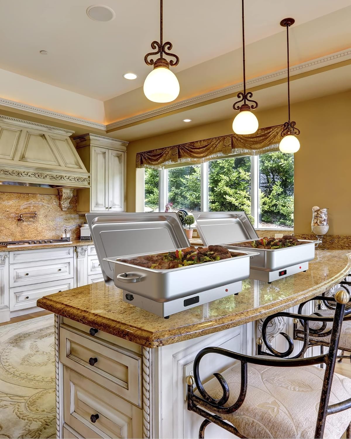 Electric Chafing Dish Buffet Set, 2 x 4.5QT Half-Size Buffet Servers and Warmers Stainless Steel Chafing Dish, Commercial Food Warmer with Temperature Control Display for Parties, Catering, Festival