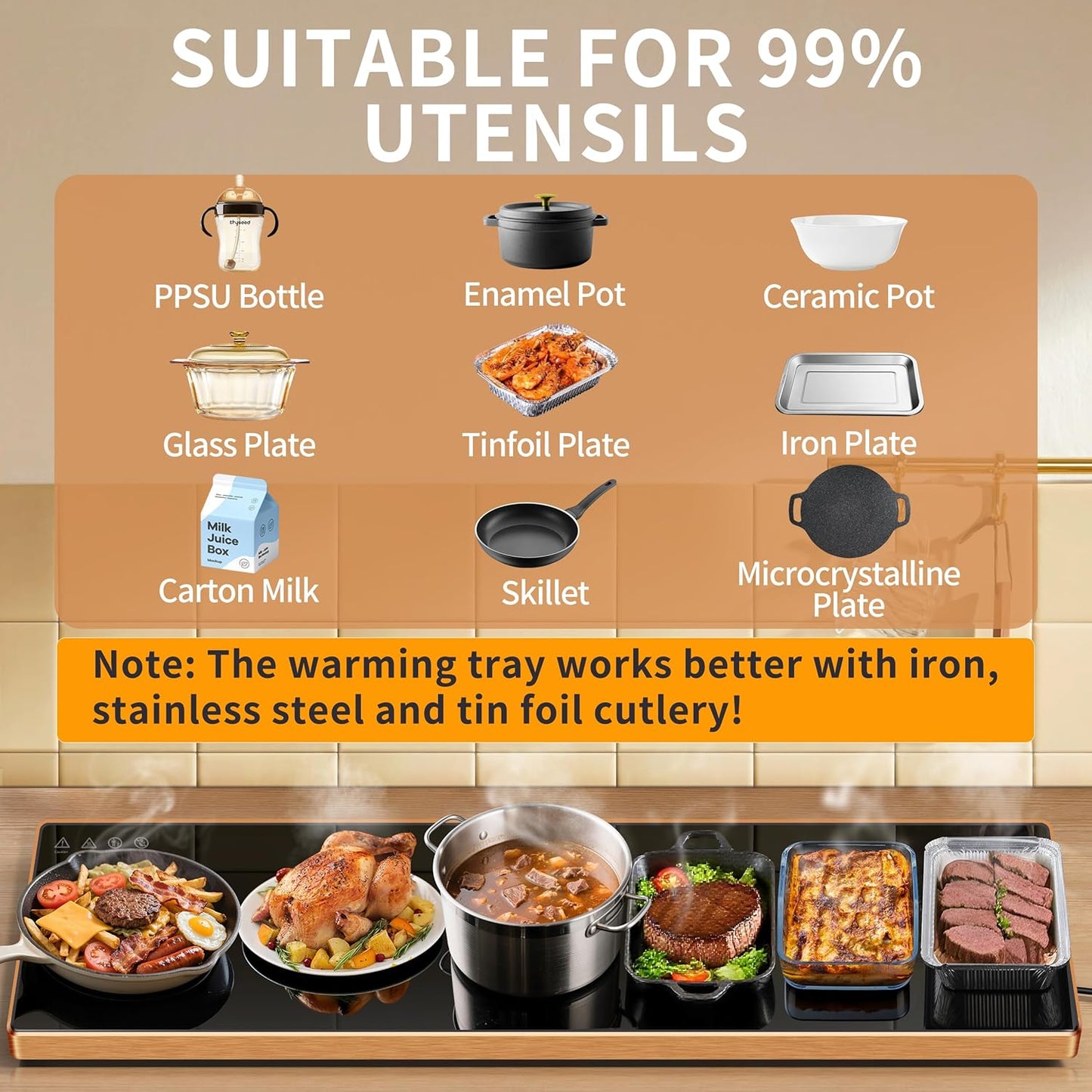 Electric Warming Tray (Extra Long 59”x12”),Commercial Food Warmers for Parties Buffet & Gathering, Warming Mat for Food with Thermostat, Tempered Glass Food Warming Mat with Adjustable Temperature