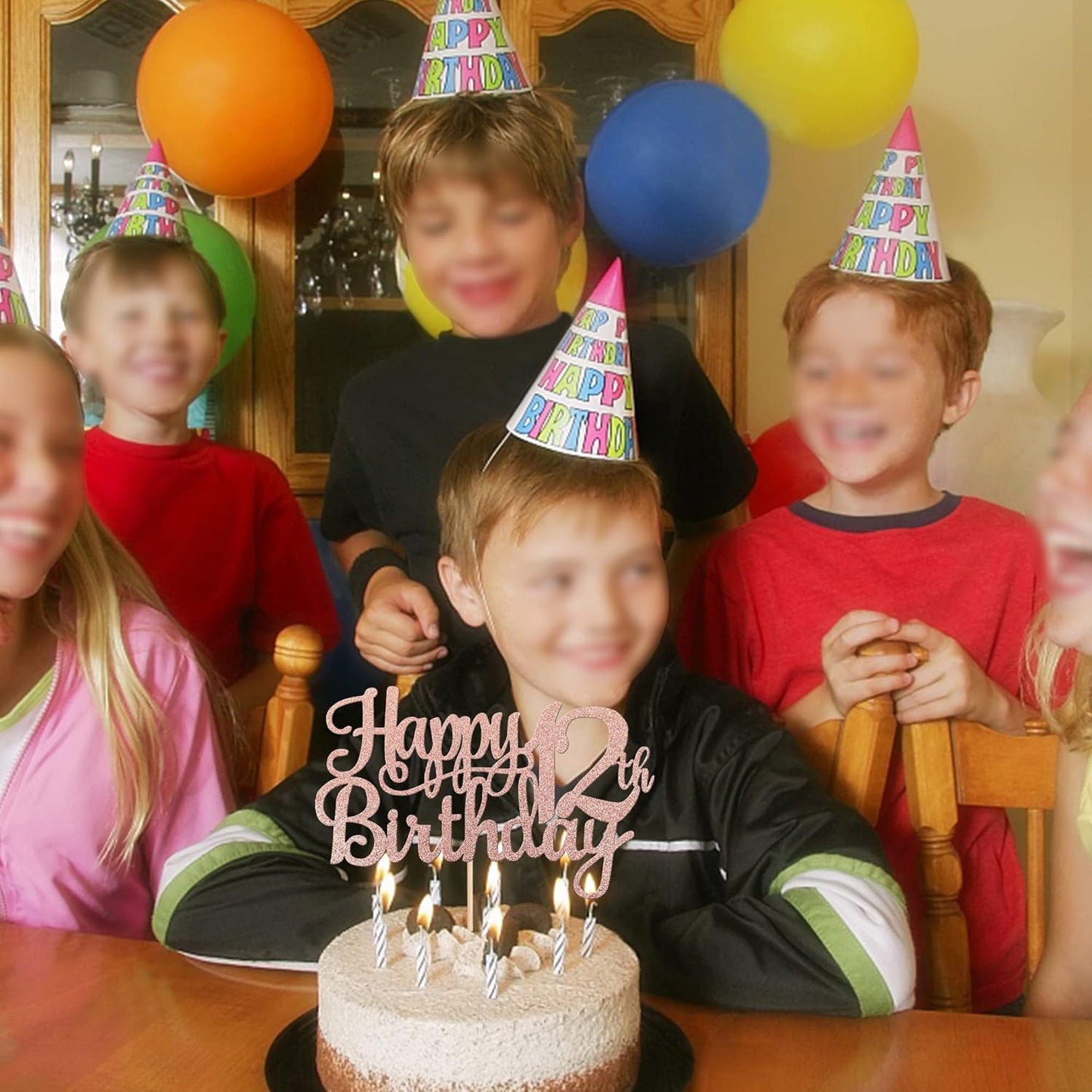 1 PCS Happy 12th Birthday Cake Topper Glitter Cheers to 12 Years Birthday Cake Pick 12 Fabulous Cake Decoration for Happy 13th Birthday Theme Party Decorations Supplies Rose Gold