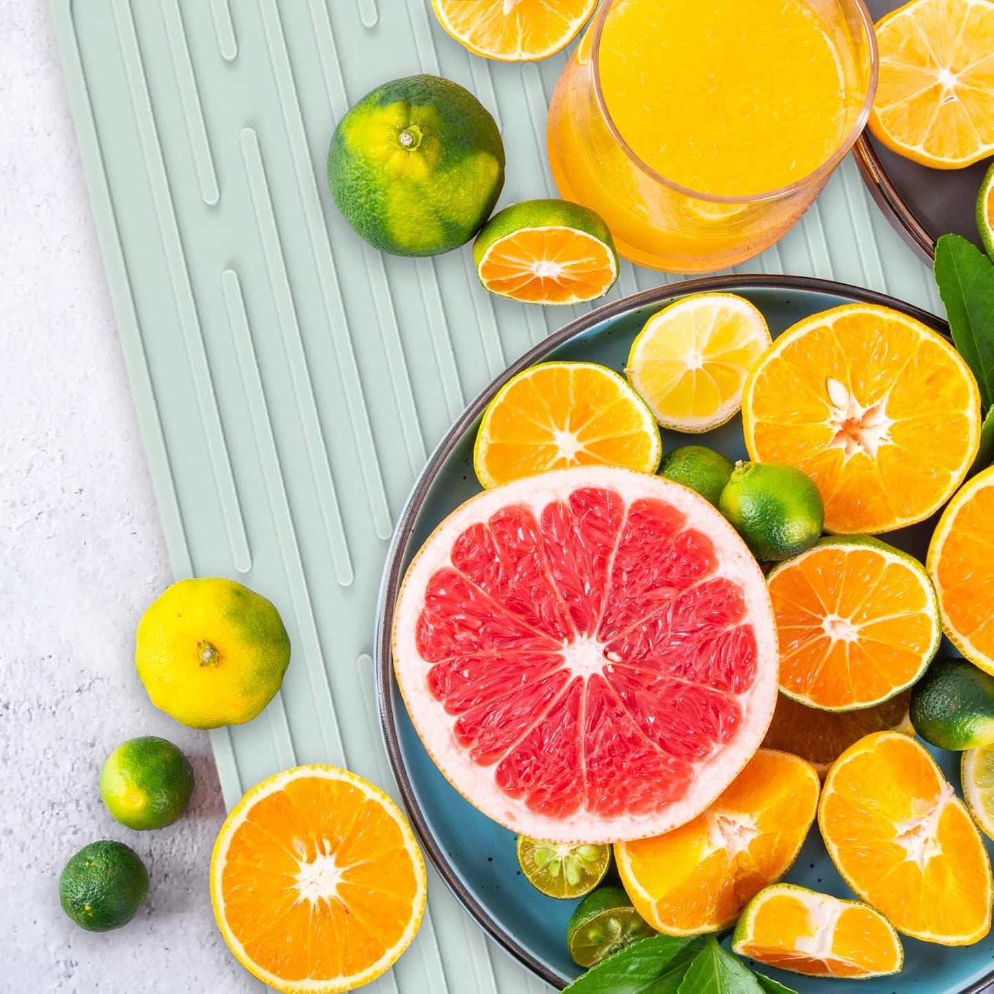 Dish Mat Silicone Dish Drying Mats Works For Drying Stemware Cocktail Glasses Silverware Pots Pans Knives and Dish Rack for Kitchen Counter Sink Bar Pads Easy to Clean (GD-LSD-01-green)