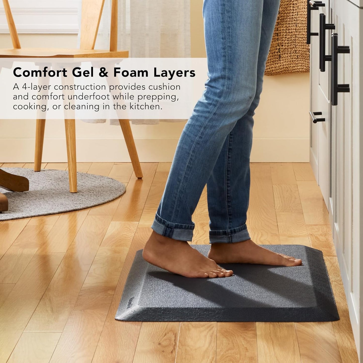 KitchenAid Gourmet Series Kitchen Comfort Gel Mat, Solid Basketweave, Ink Blue, 20"x39"