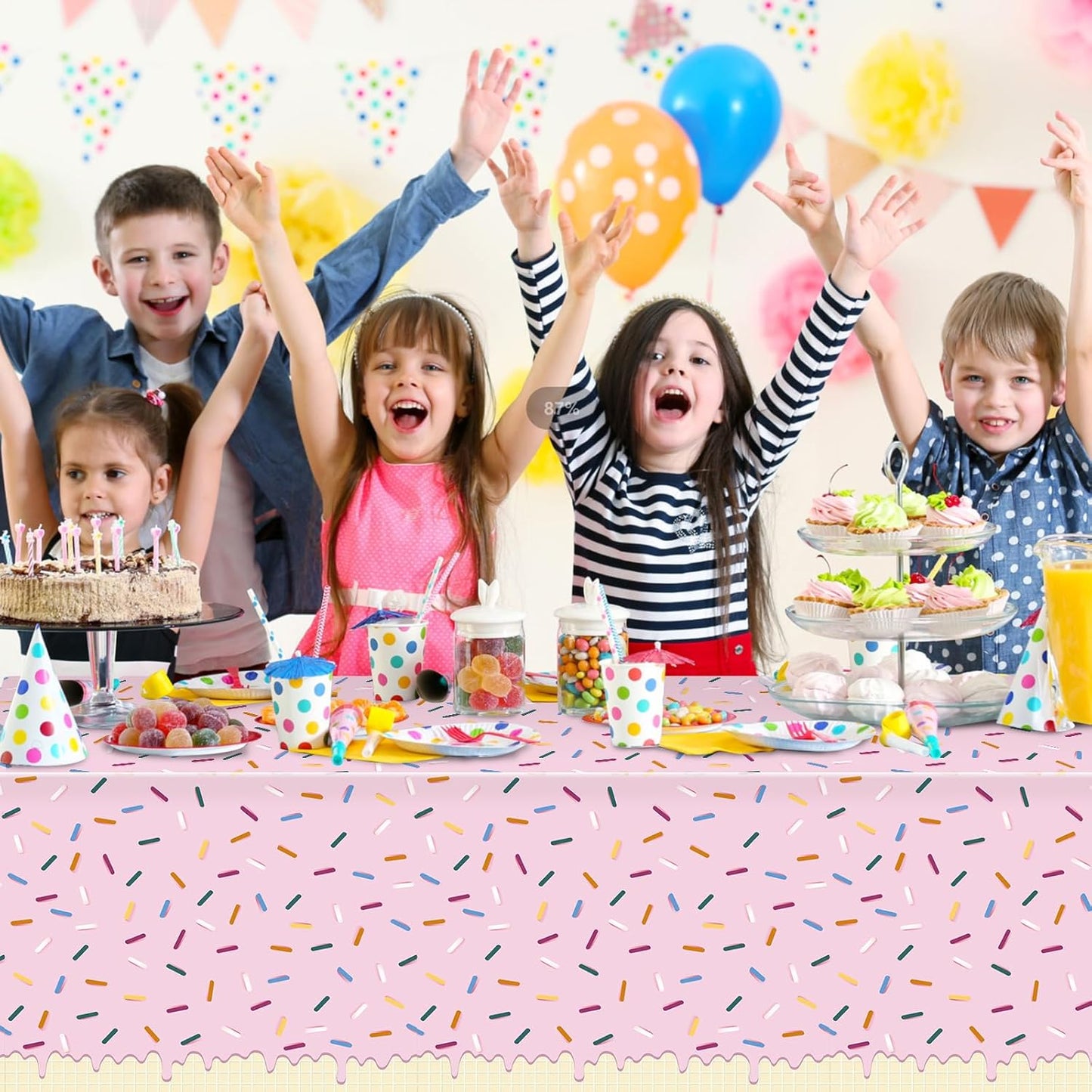 3pcs Sprinkle Ice Cream Party Decorations Tablecloths,Disposable Plastic Rectangle Table Covers for Baby Shower Sweet One Girl Birthday Donut Themed Party Supplies, 3 Color,54 X 108 Inch