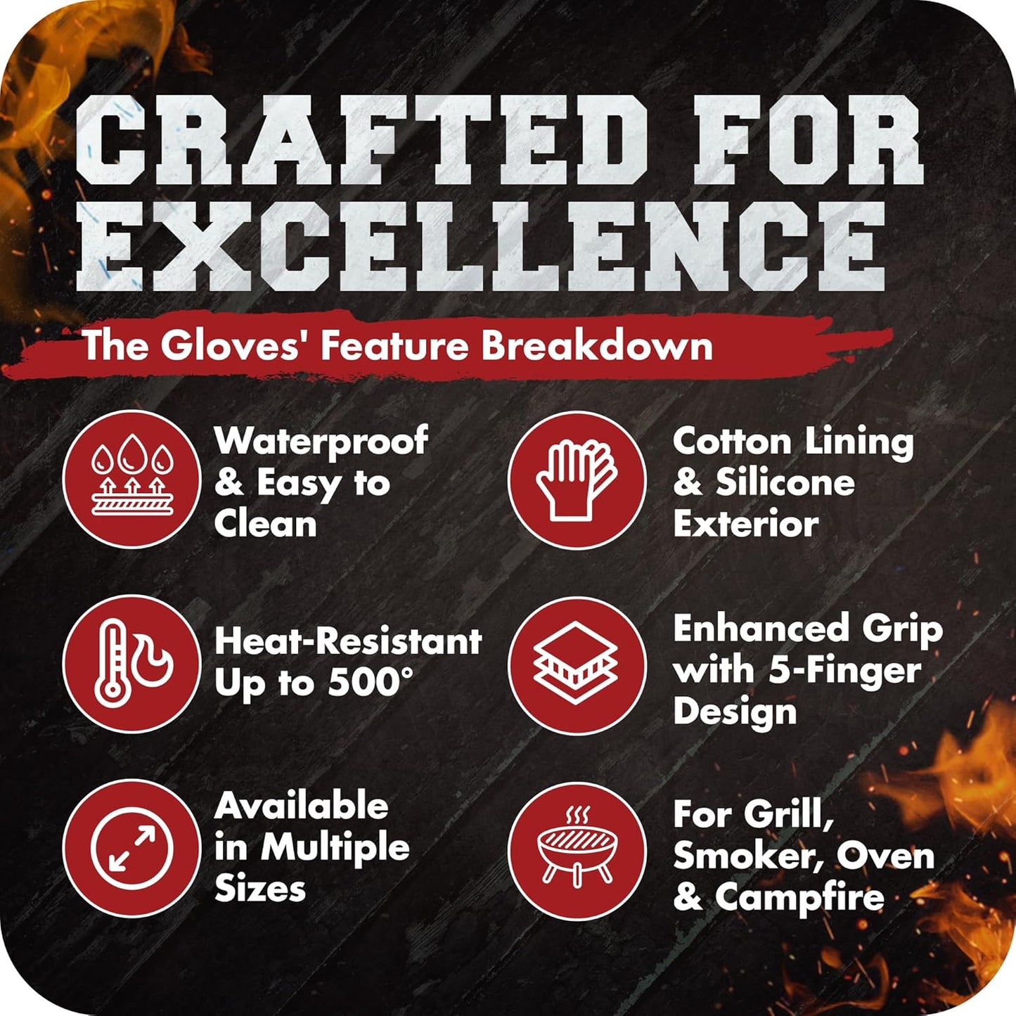 KITCHEN PERFECTION Silicone Smoker Oven Gloves - Extreme Heat Resistant BBQ Gloves - Handle Hot Food Right on Your Smoker Grill Fryer Pit | Waterproof Oven Mitts | Superior Value Set + 3 Bonuses