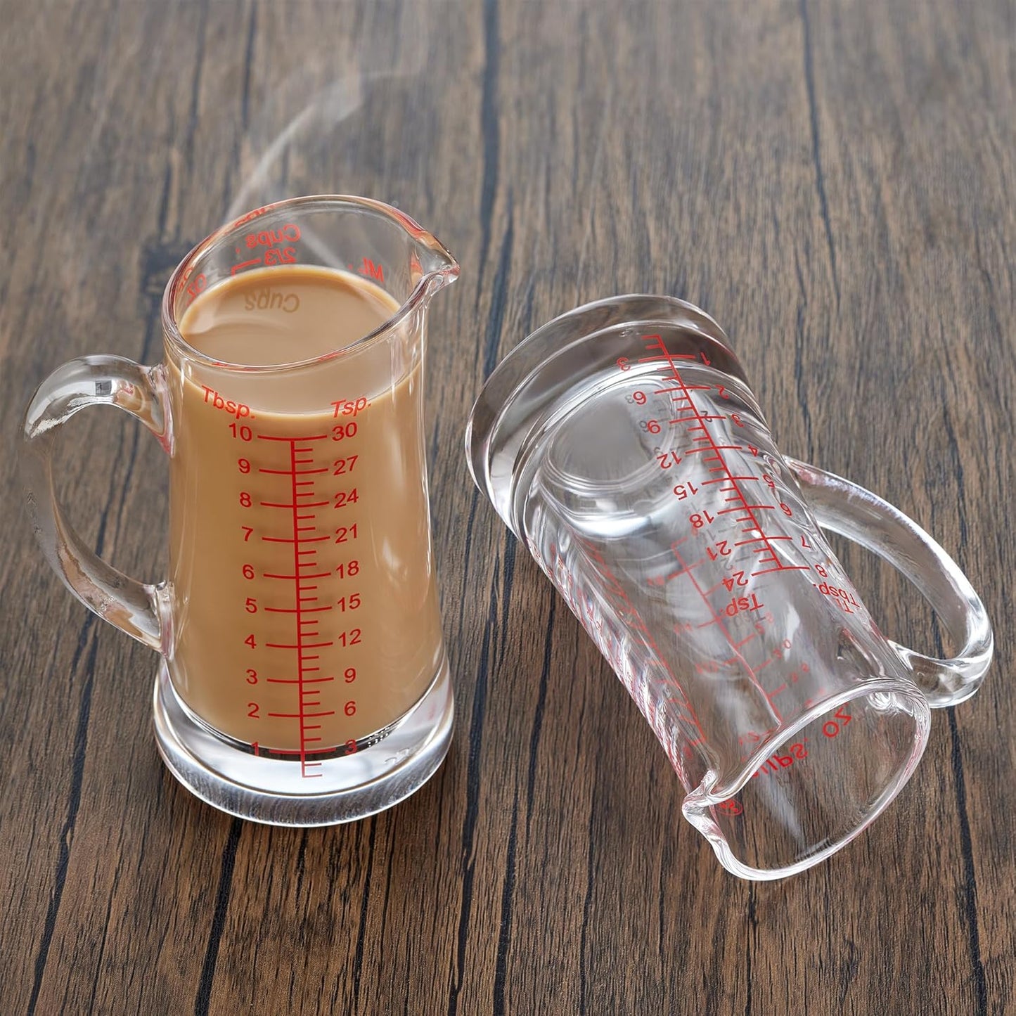 Ackers Glass Measuring Cup 5 Oz/150ml Shot Glass Measuring Cup with V-Spout,Insulated handle