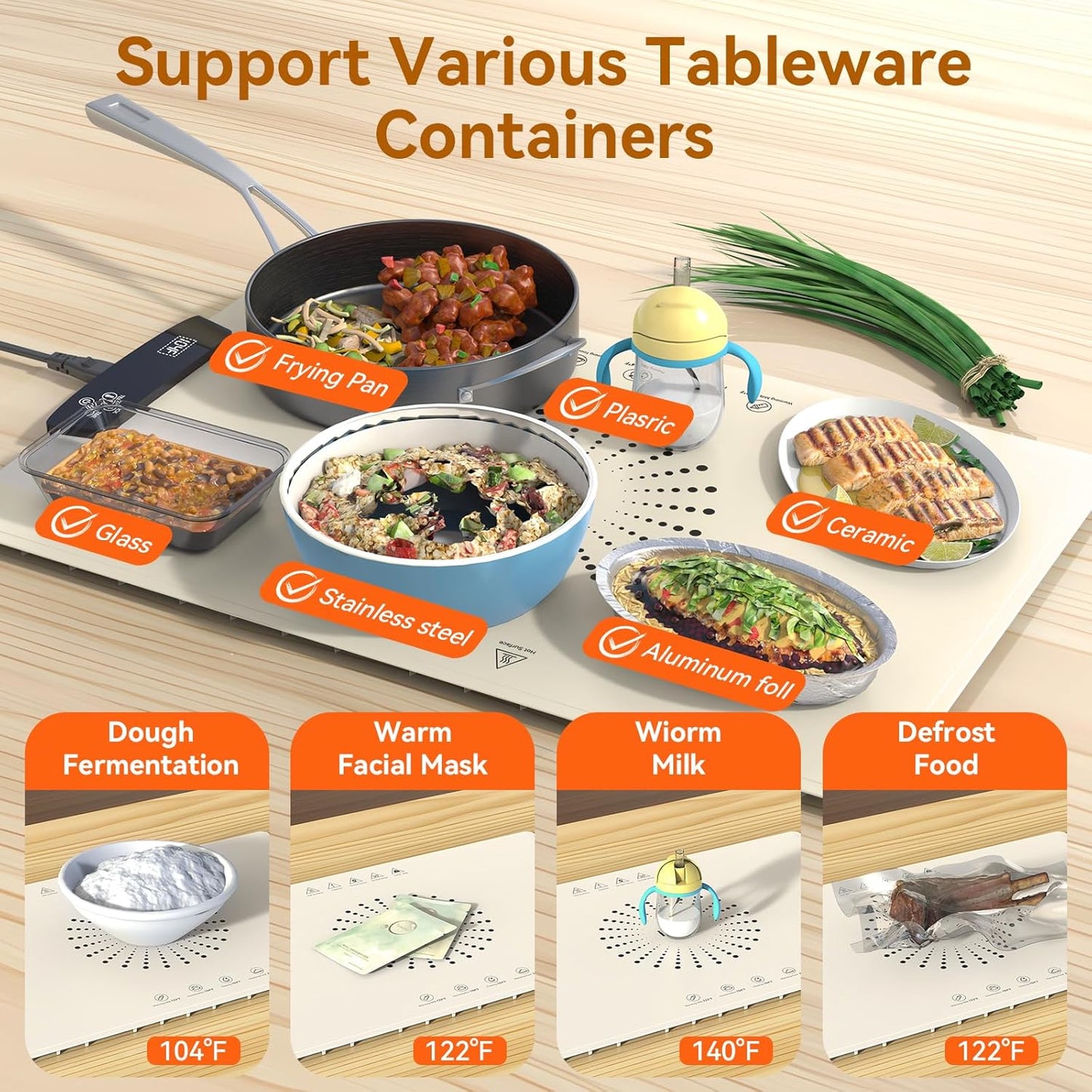 Food Warming Mat, IUIPI Electric Warming Tray with 7 Temperature Settings 2-12H Timer and Child-Lock Fast Full Surface Heating Roll Up Food Warmers for Parties Buffet Gatherings Countertop