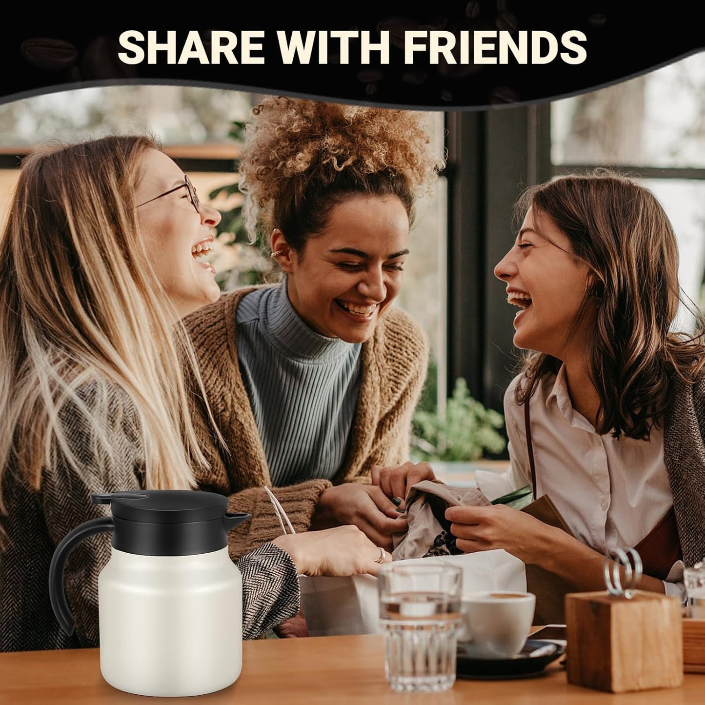 27Oz Thermal Coffee Carafes For Keeping Hot/Cold, Stainless Steel Coffee Carafe, Dustproof Insulated Water Carafe for Party/Home,Cream