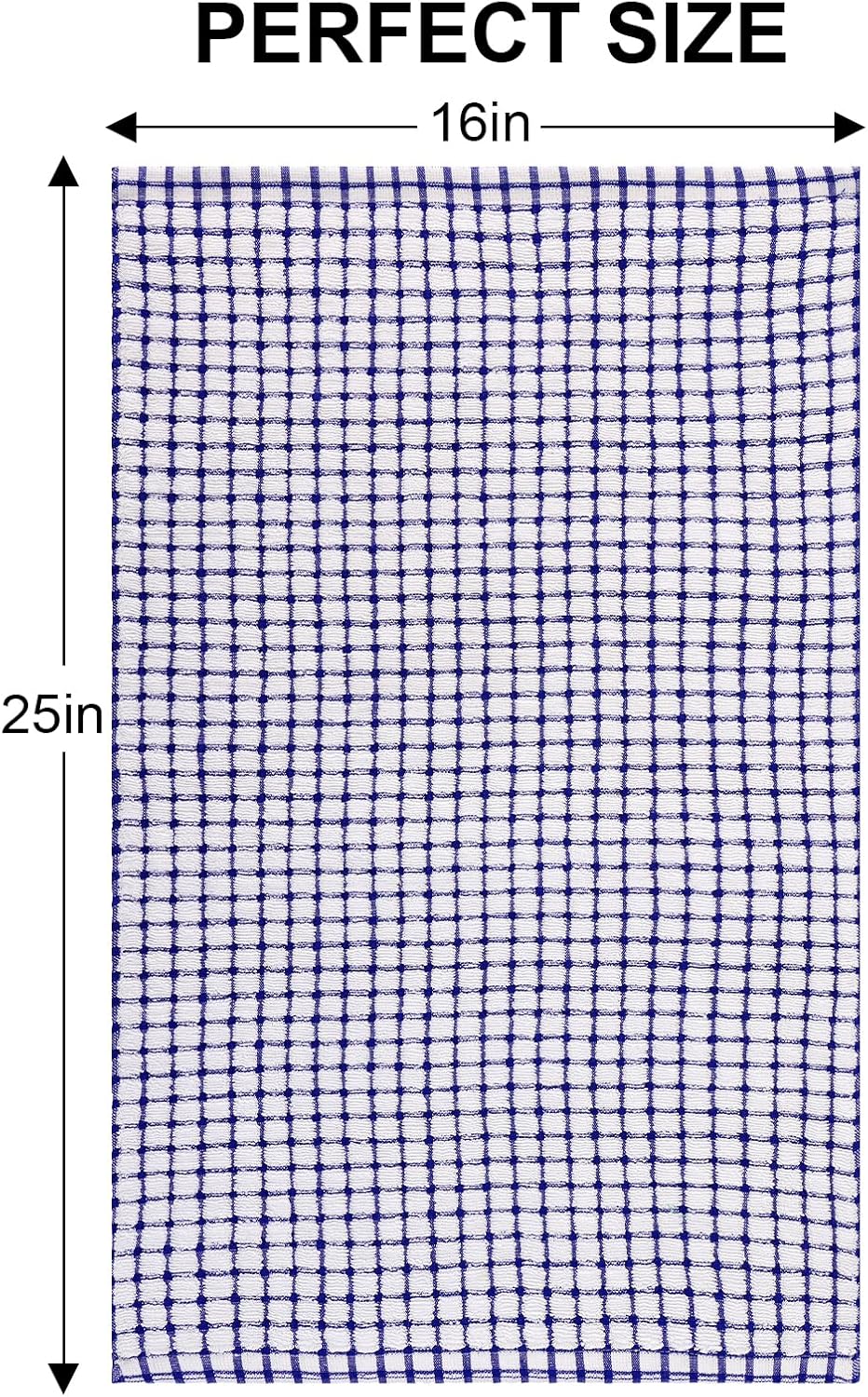 Kitinjoy Cotton 6 Pack Terry Kitchen Towels, 16 x 25 Inches Super Soft and Absorbent Dish Towels, Quick Drying Hand Towels for Kitchen Drying, Blue