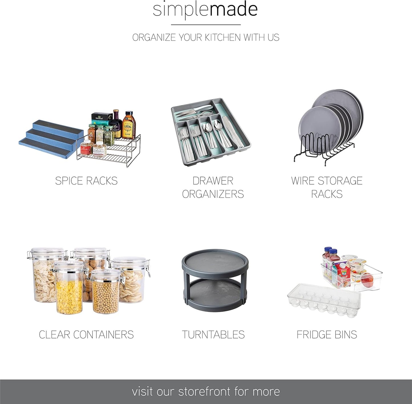 SIMPLEMADE 3-Tier Spice Rack Organizer - Versatile Storage Shelf for Kitchen, Bathroom, Bedroom & Office, Set of 1, Clear