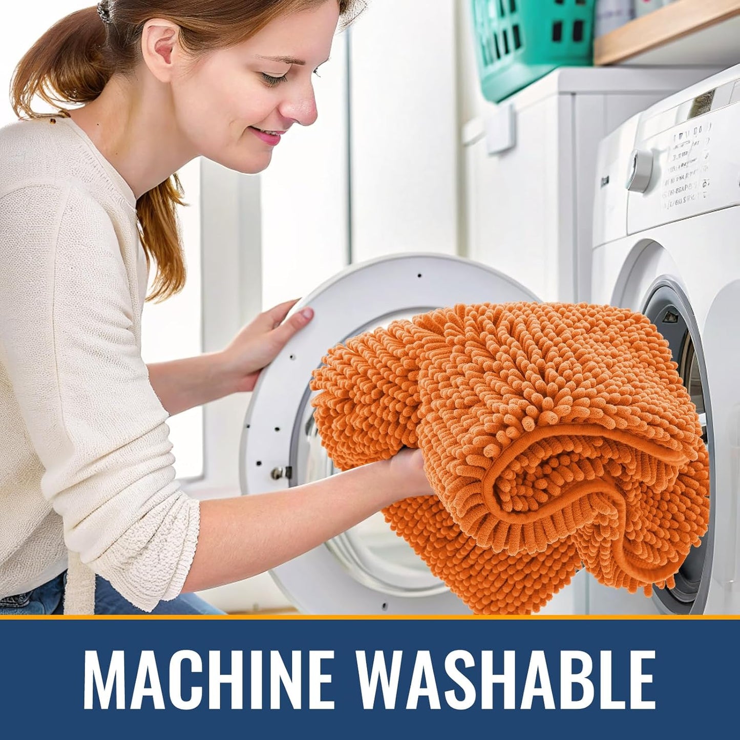 Arotive Bathroom Rugs 30x20, Extra Soft Absorbent Shaggy Chenille Bath Rugs, Machine Washable Rubber Backing Non-Slip Bath Mats for Bathroom Floor Tub and Shower, Home Decor Accessories, Coral