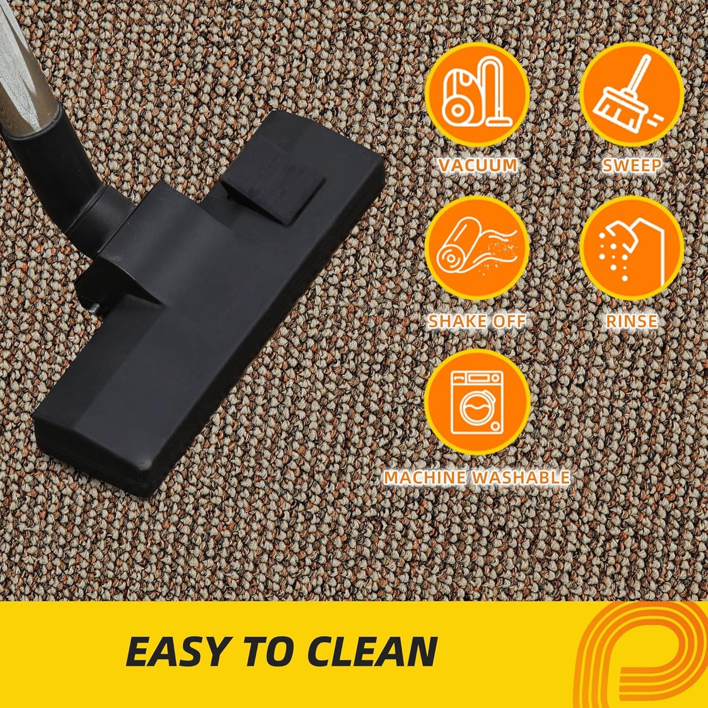 JSEI Dirt Trapper Door Mat 24"x60" Non-Slip Washable Entrance Mat, Dog Doormats, Absorbent & Fade-Resistant Floor Mats, Low Profile Welcome Mats for Entryway, Front Door, and Inside Entrance, Beige