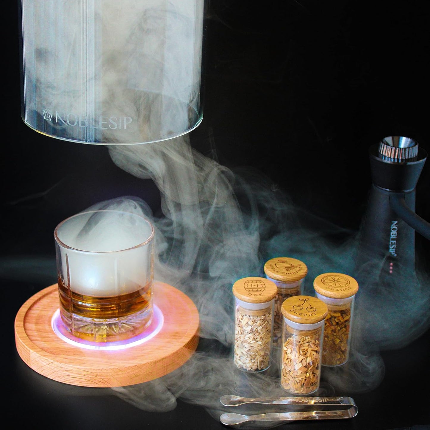 Cocktail Smoker Kit with Glass Dome, Wood Chips for Smoking Drinks and Food š£š„šš ššØš "Smoky Crown". Add smoky flavors to Whiskey, Bourbon, Old Fashioned, Cheese, Charcuterie, Deserts