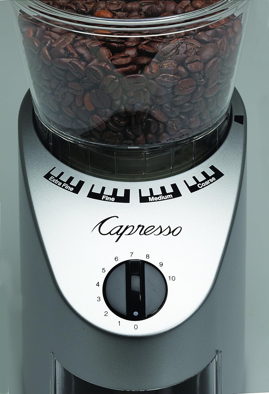 Capresso 560Infinity Conical Burr Grinder, Brushed Silver, 8.5-Ounce
