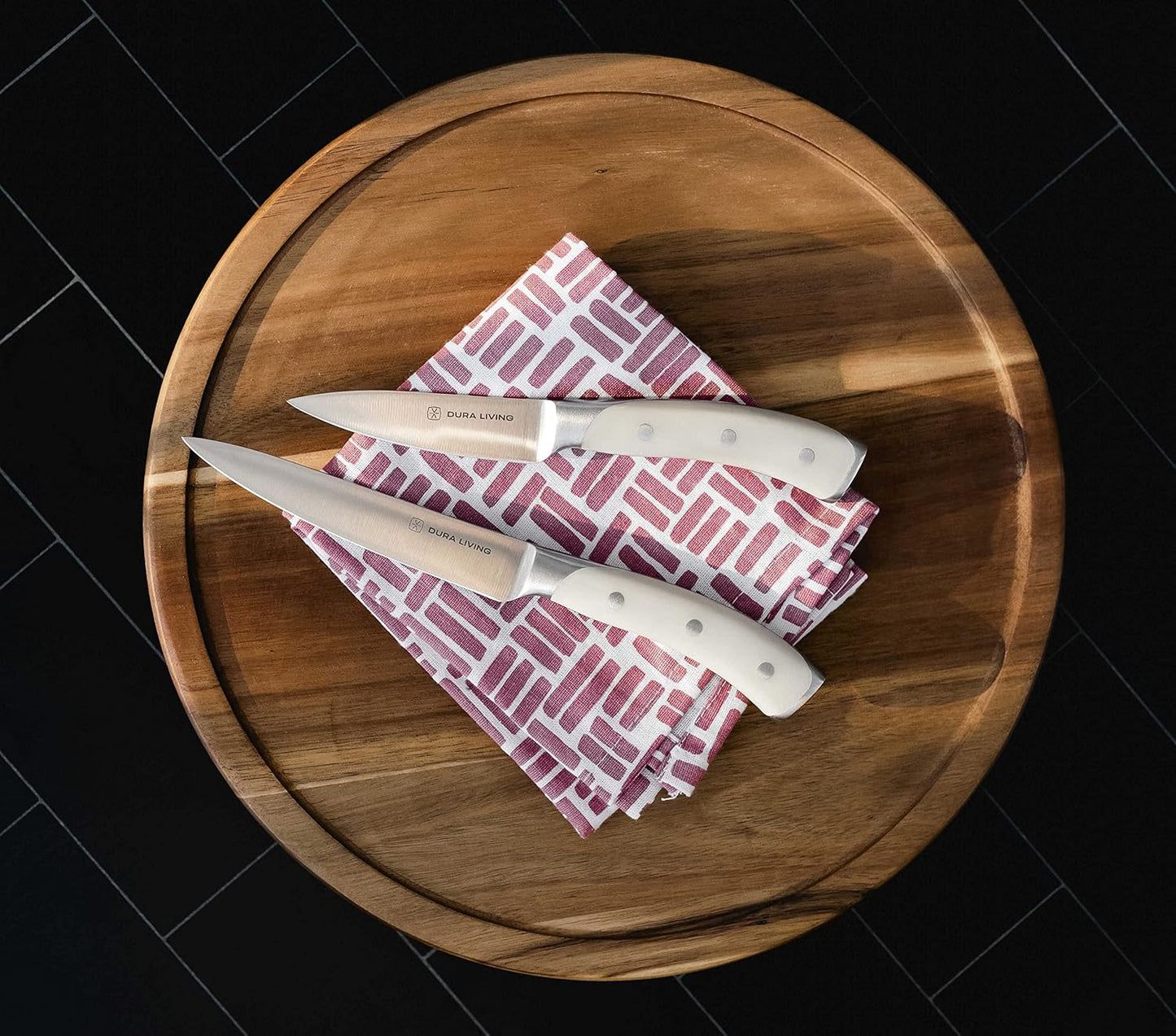 2-Piece Kitchen Knife Set – Ultra Sharp Precision German Stainless Steel Blades, 5” Utility & 3.5” Paring Knife with Ergonomic Handles, Multipurpose for Slicing & Peeling, Cream Handle