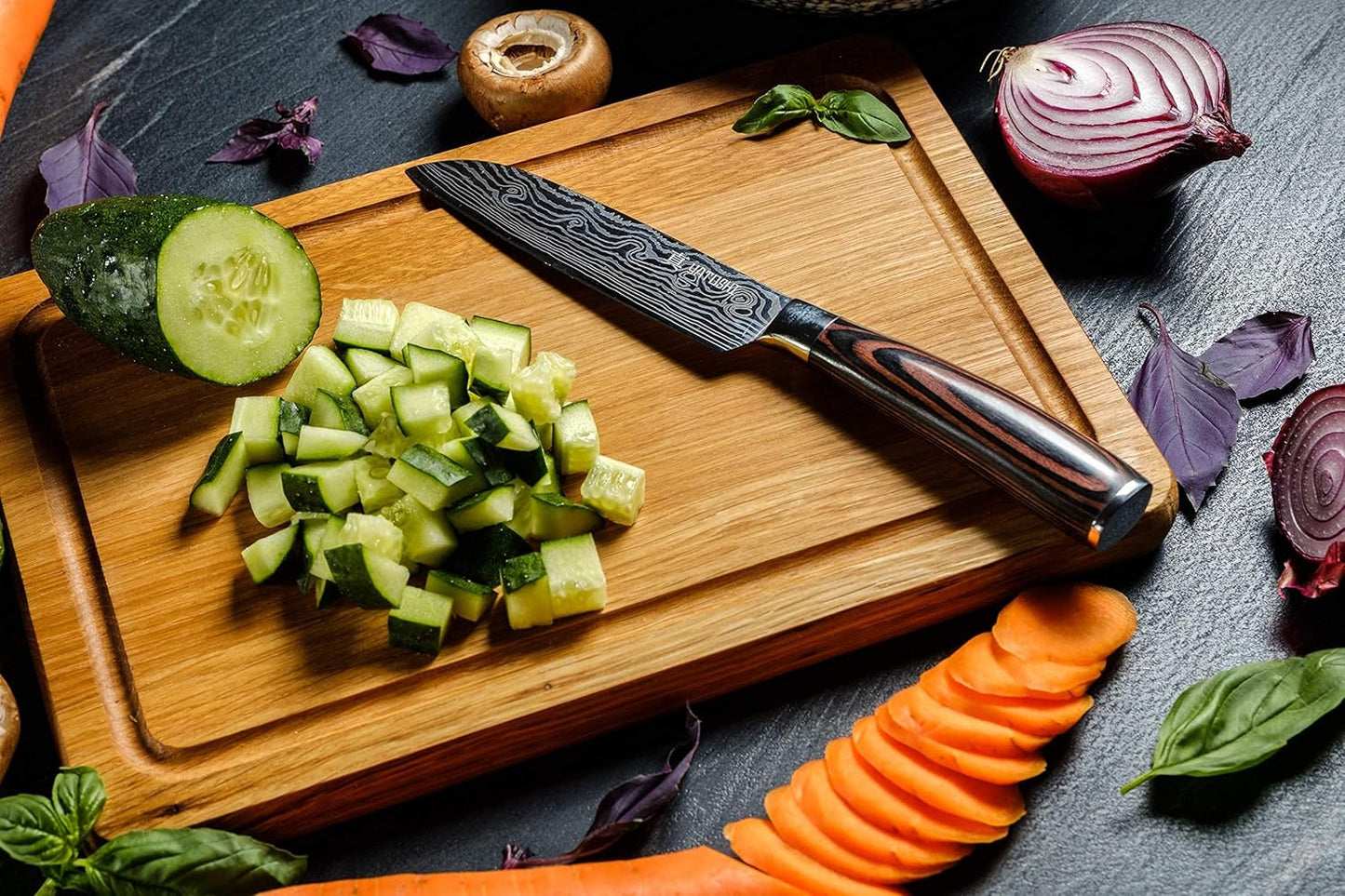 Yatoshi 5 Piece Knife Set - Pro Kitchen Knife Set Ultra Sharp High Carbon Stainless Steel with Ergonomic Handle