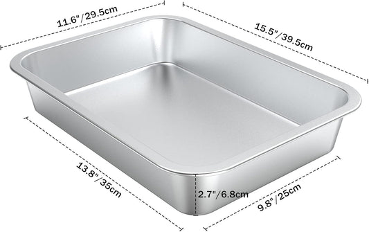 only fire Stainless Steel Baking Pan Roaster Ovens Cookie Sheet Barbeque Grilling Pan for Baking Breads, Grilling Chicken, Vegetables, Easy to Clean & Dishwasher Safe