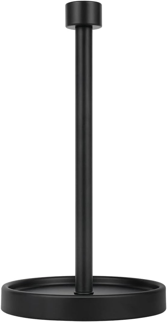 Ivilon Countertop Paper Towel Holder - Modern End Cap Minimalist Design - Fits All Paper Towel Roll Sizes - Color Black