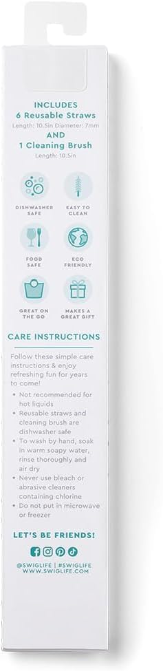 Swig Life Reusable Straws Scrub Life + Aqua Glitter Tall Straw Set & Cleaning Brush, Each Straw is 10.25 inch Long, Nurse Gifts for Women (Fits Swig Life 20oz Tumblers, 22oz, and 32oz Tumblers)