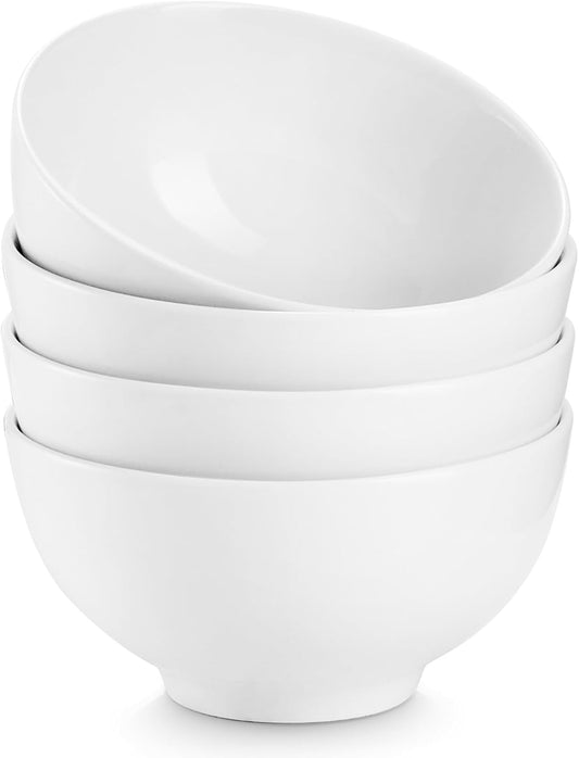 DOWAN 8.5 OZ Small Ceramic Bowls Set of 4 - White Bowls for Dessert, Dip, Side Dishes, Ice Cream, Fruit, Rice - Dishwasher & Microwave Safe