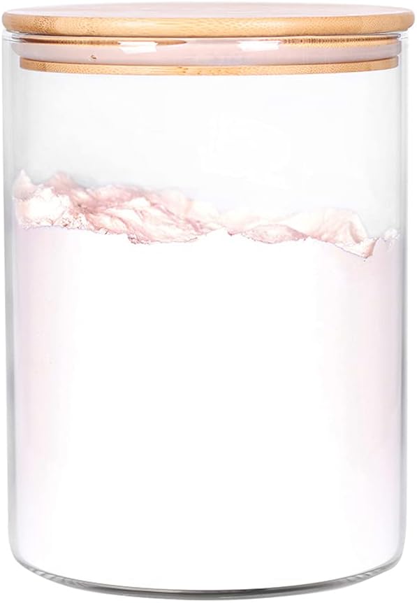 Glass Flour Container with Airtight Bamboo Lid, Large Glass Food Jar with Wooden Lid for Storage Flour, Sugar, Cookies, Rice, Coffee Beans and etc (3L)