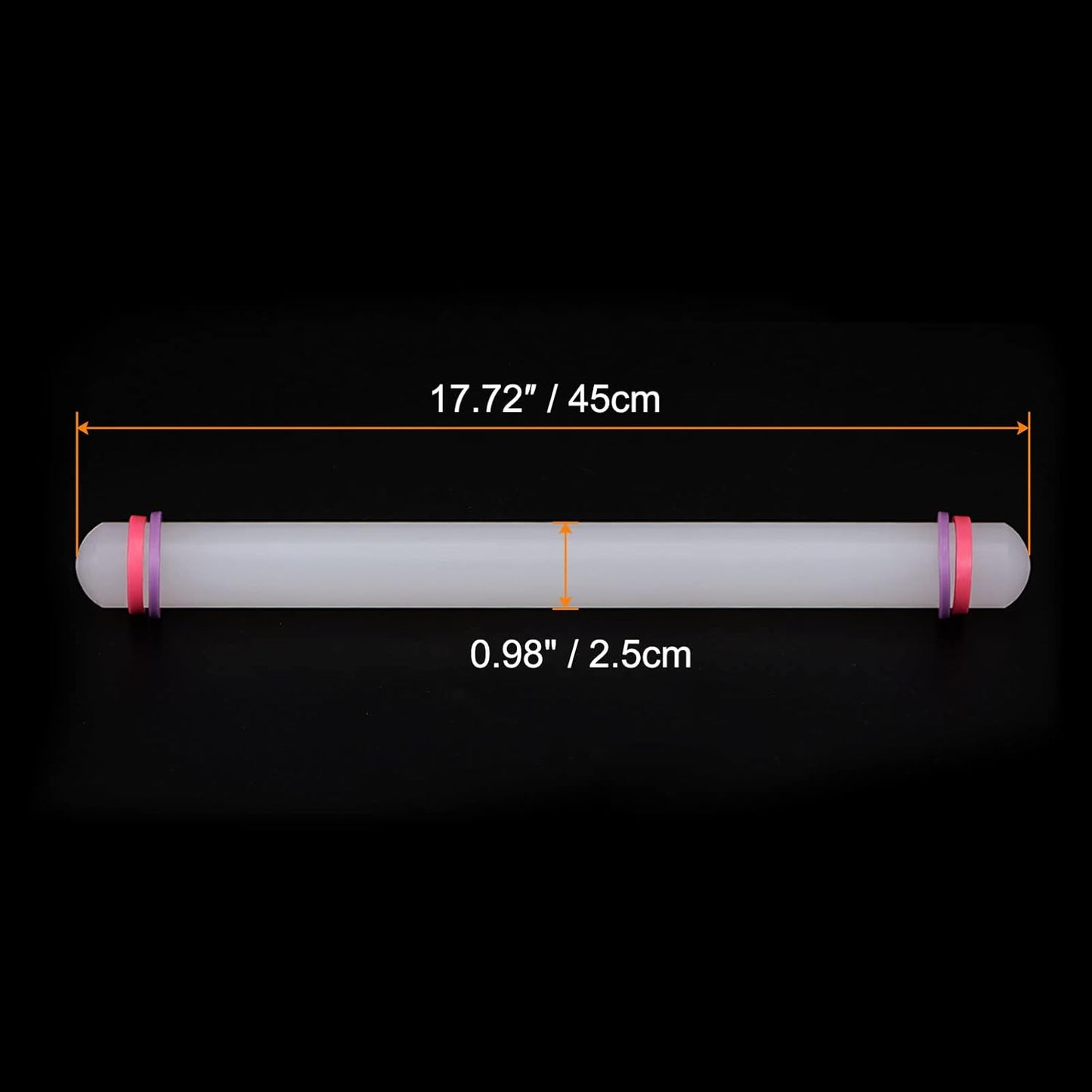 HARFINGTON 2pcs Fondant Rolling Pin 18 Inch x 0.98 Inch Adjustable Guide Rings Non-Stick PP Plastic Fondant Roller Dough Roller Kitchen Decorating Tools for Cookie Pastry Pizza Clay